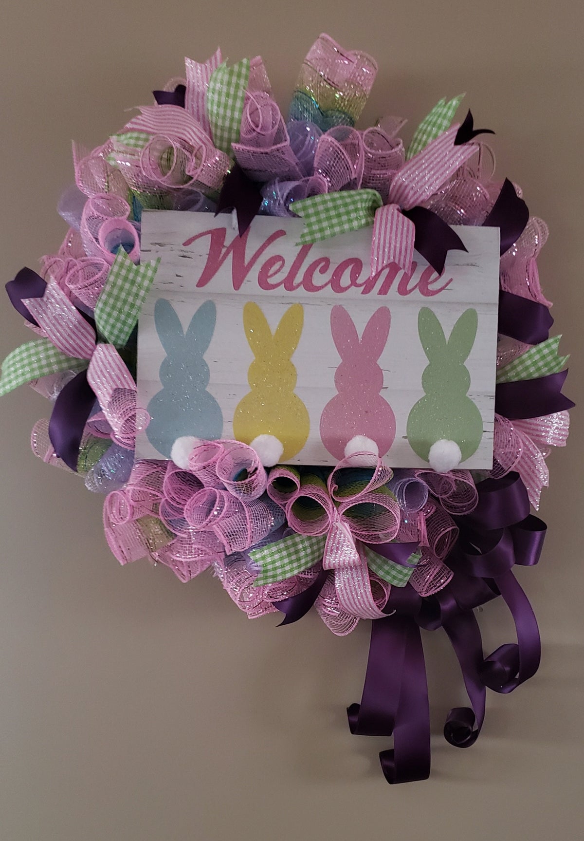 Deco Mesh Easter Bunny Tail Wreath