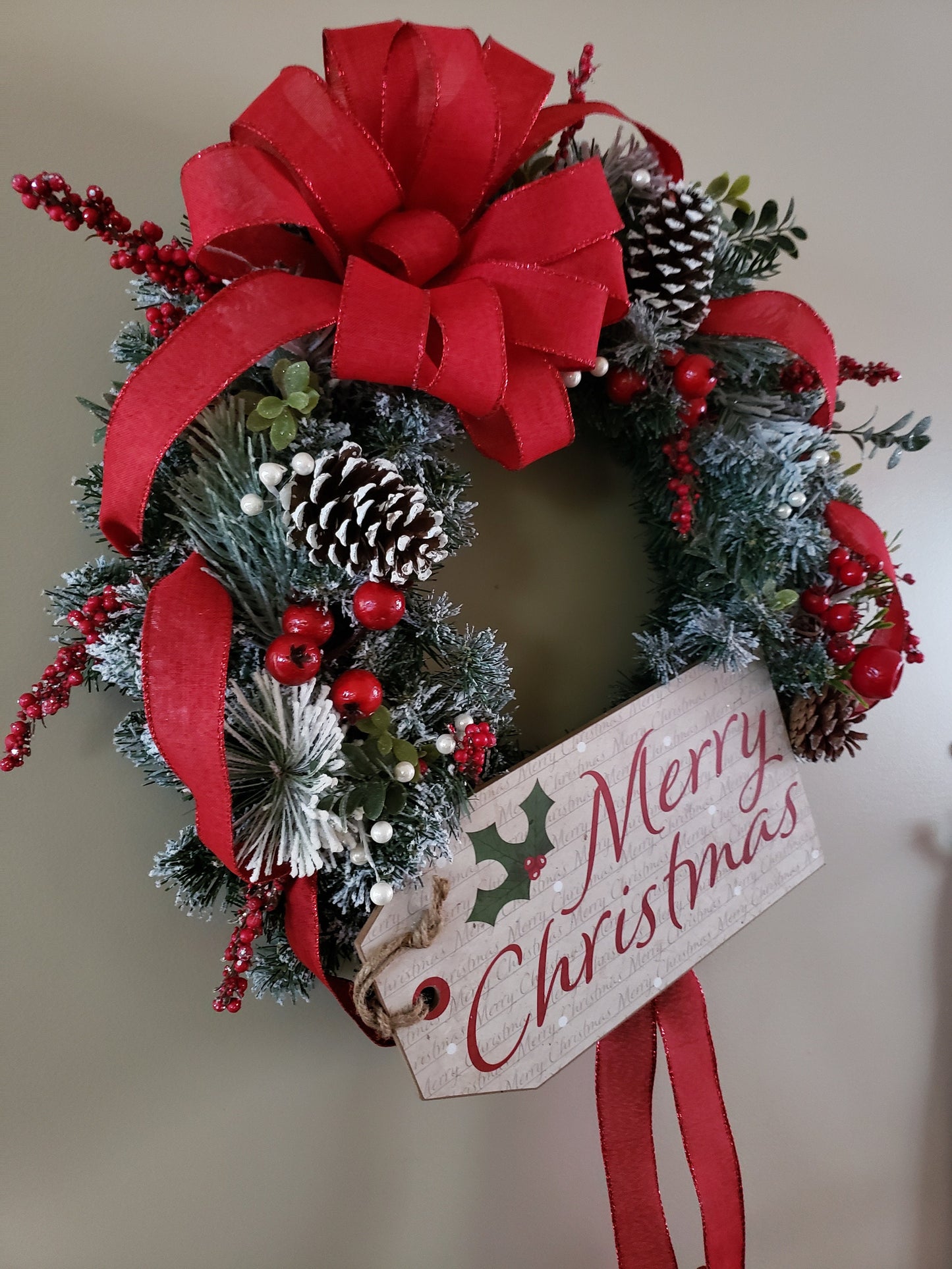 Merry Christmas Tag Evergreen Wreath