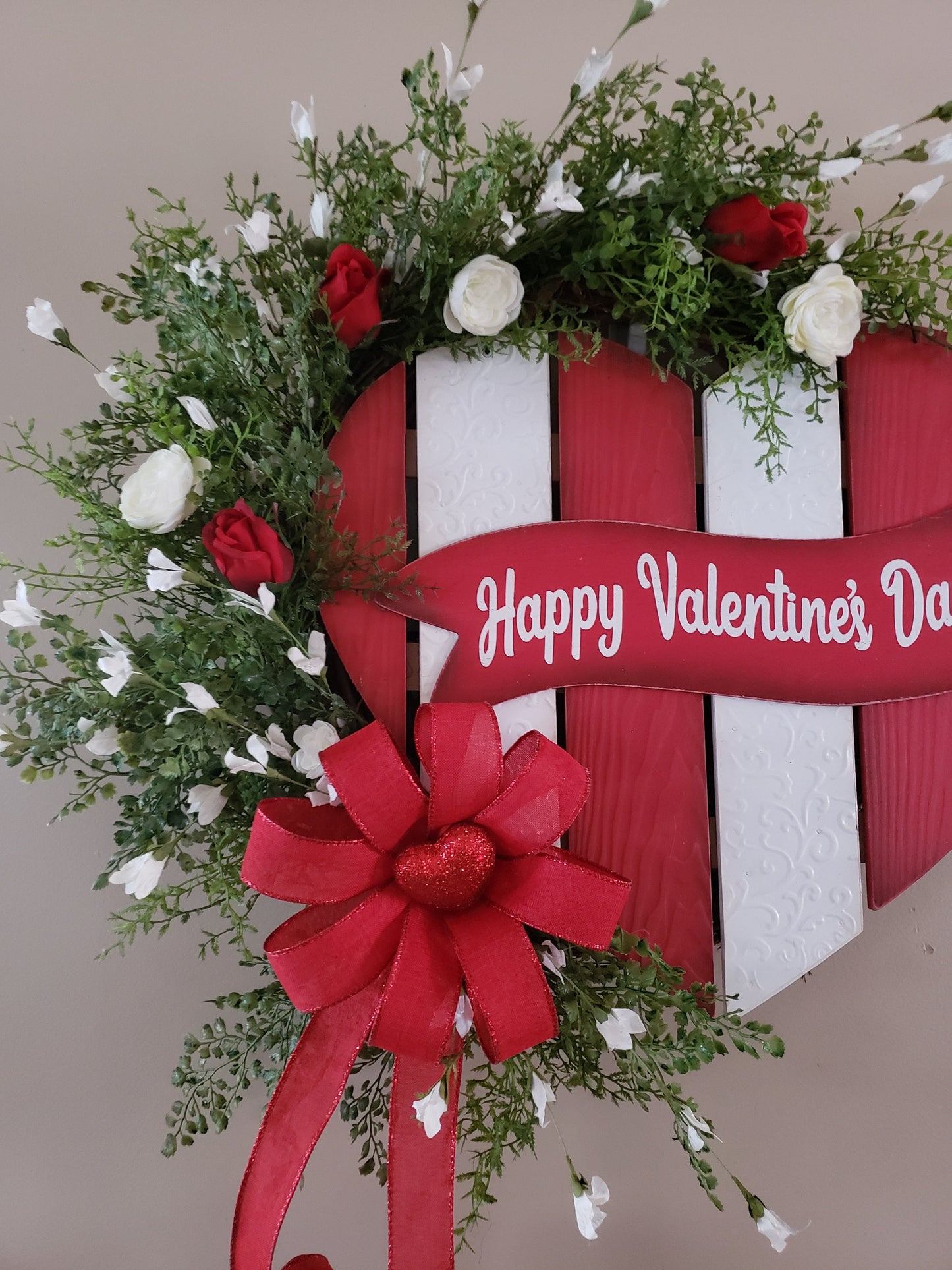 Valentine's Embossed Metal and Wood Heart Wreath