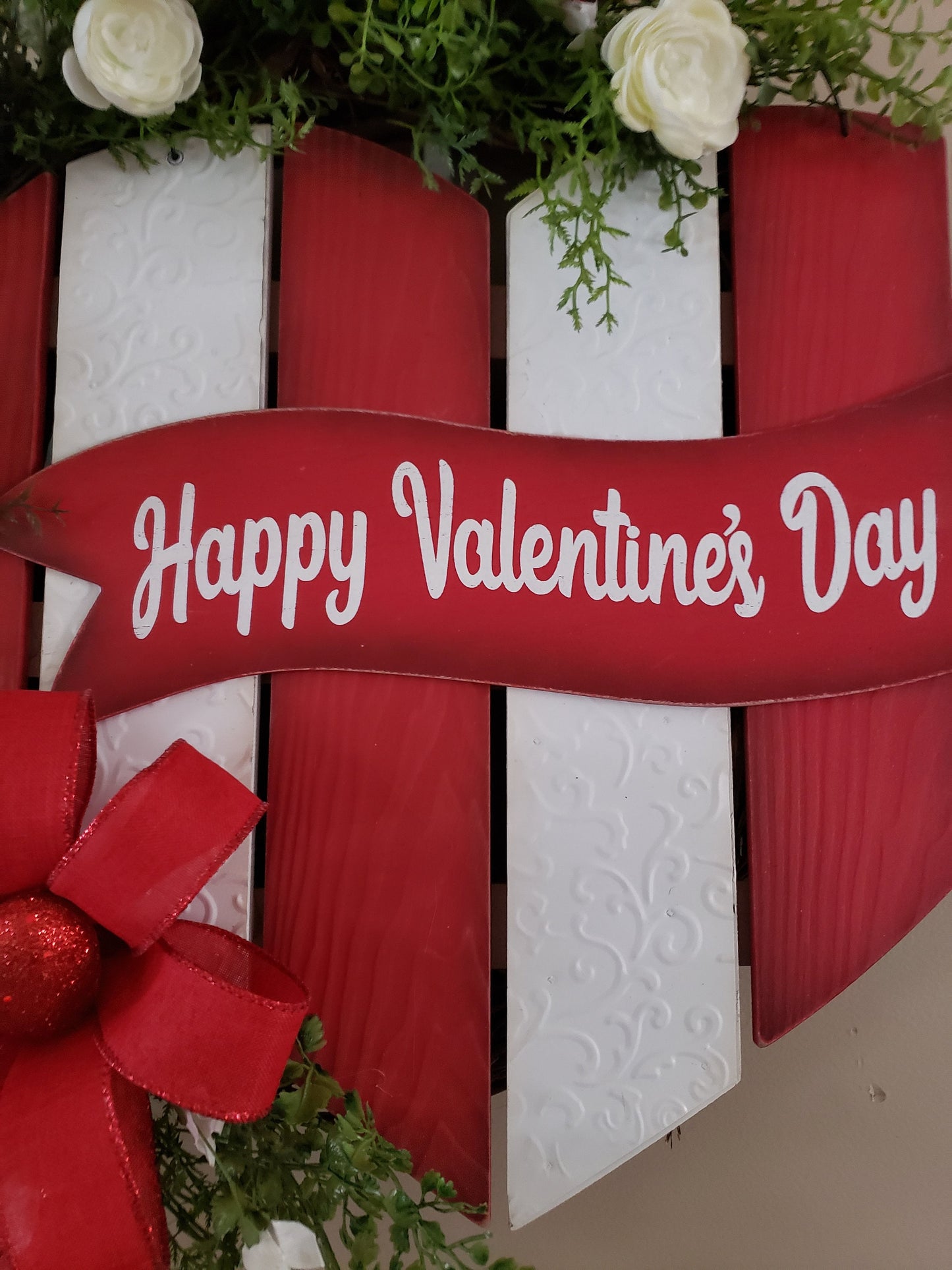 Valentine's Embossed Metal and Wood Heart Wreath