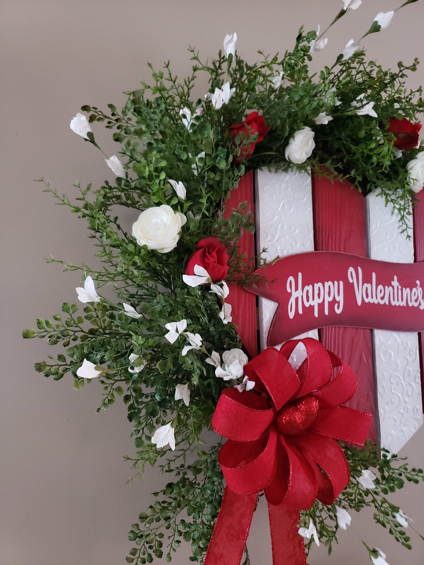 Valentine's Embossed Metal and Wood Heart Wreath