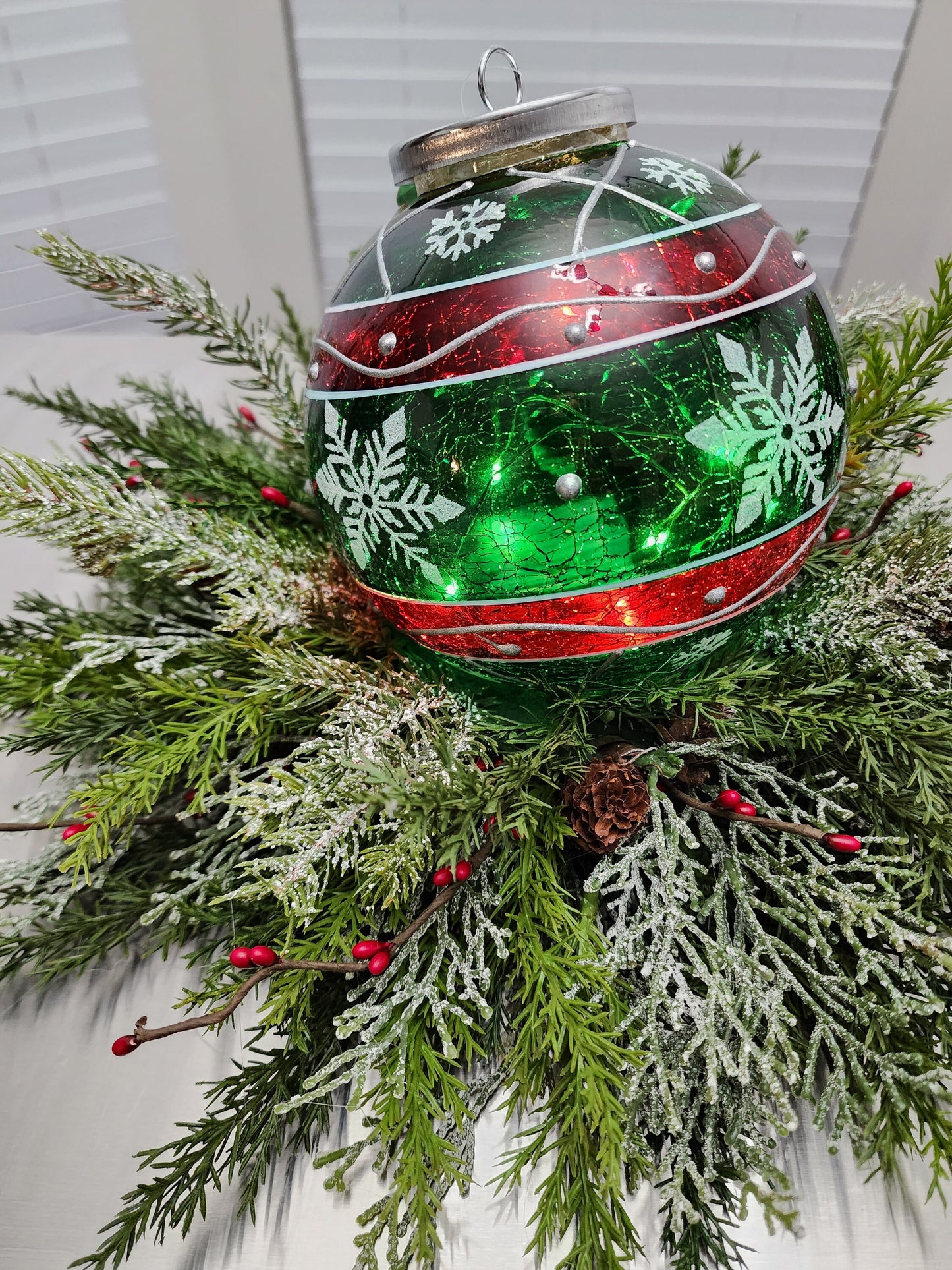 Handpainted Lighted Glass Ornament Arrangement