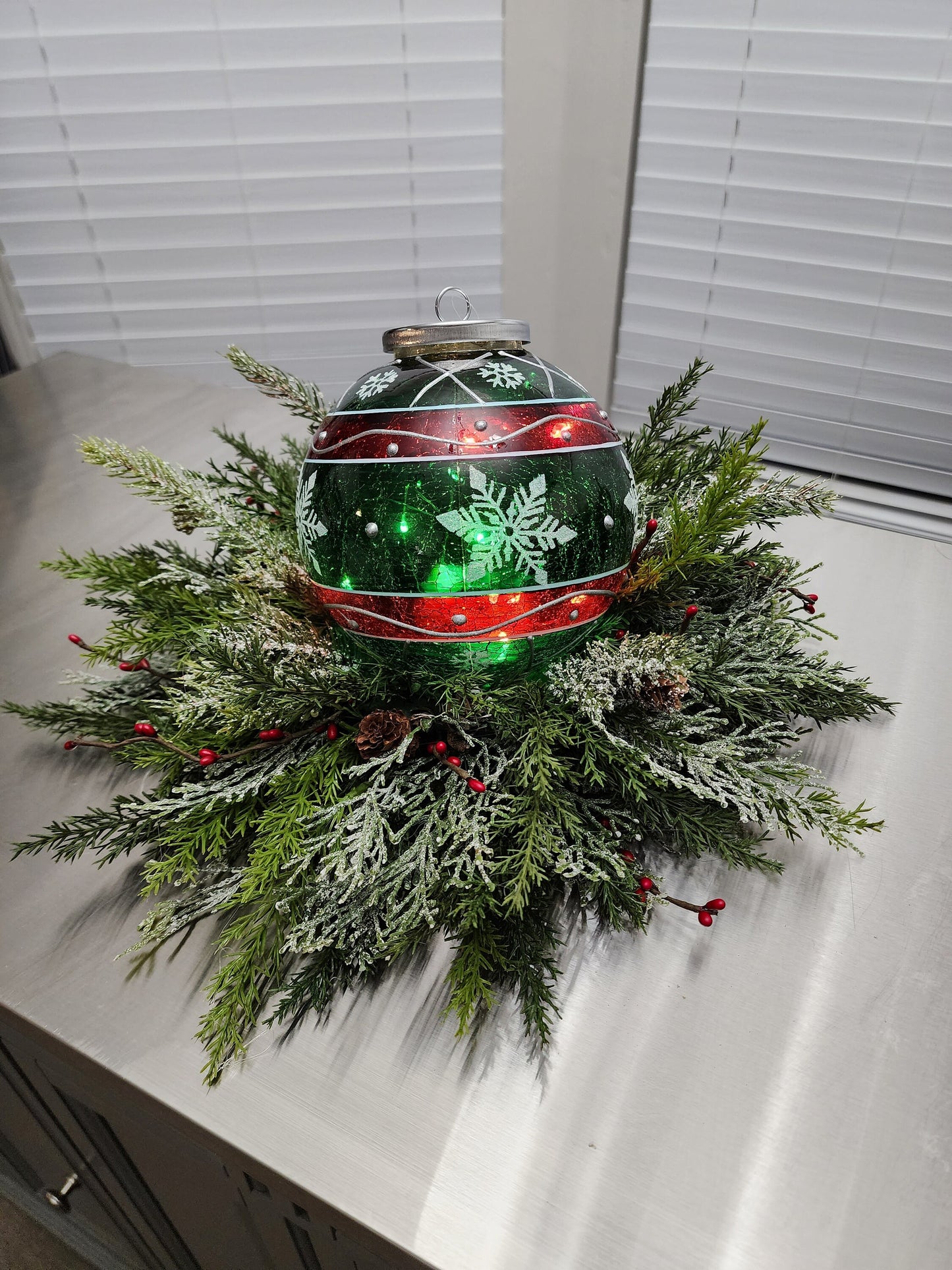 Handpainted Lighted Glass Ornament Arrangement