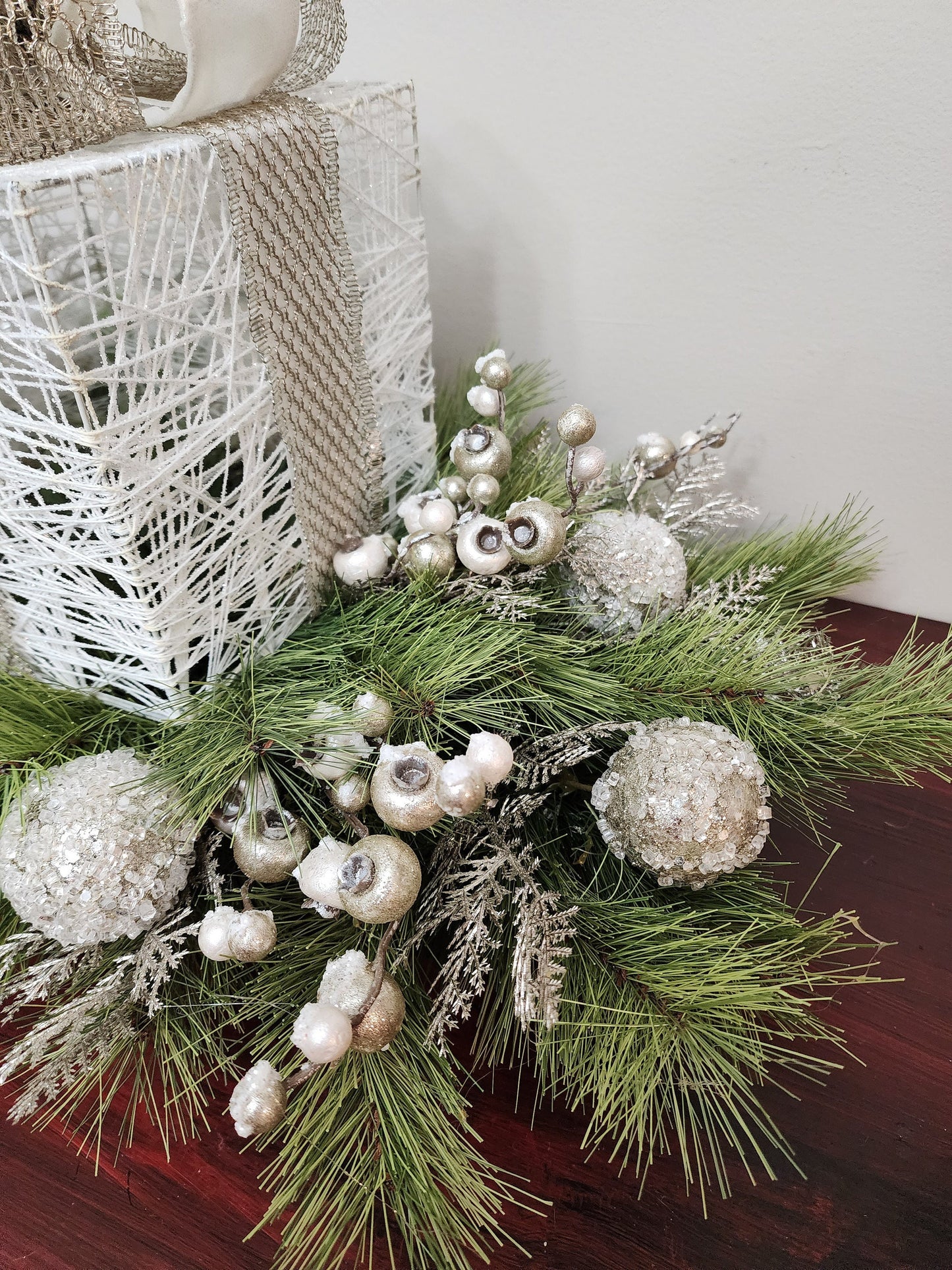 Frosty and Iced Gift Package Centerpiece
