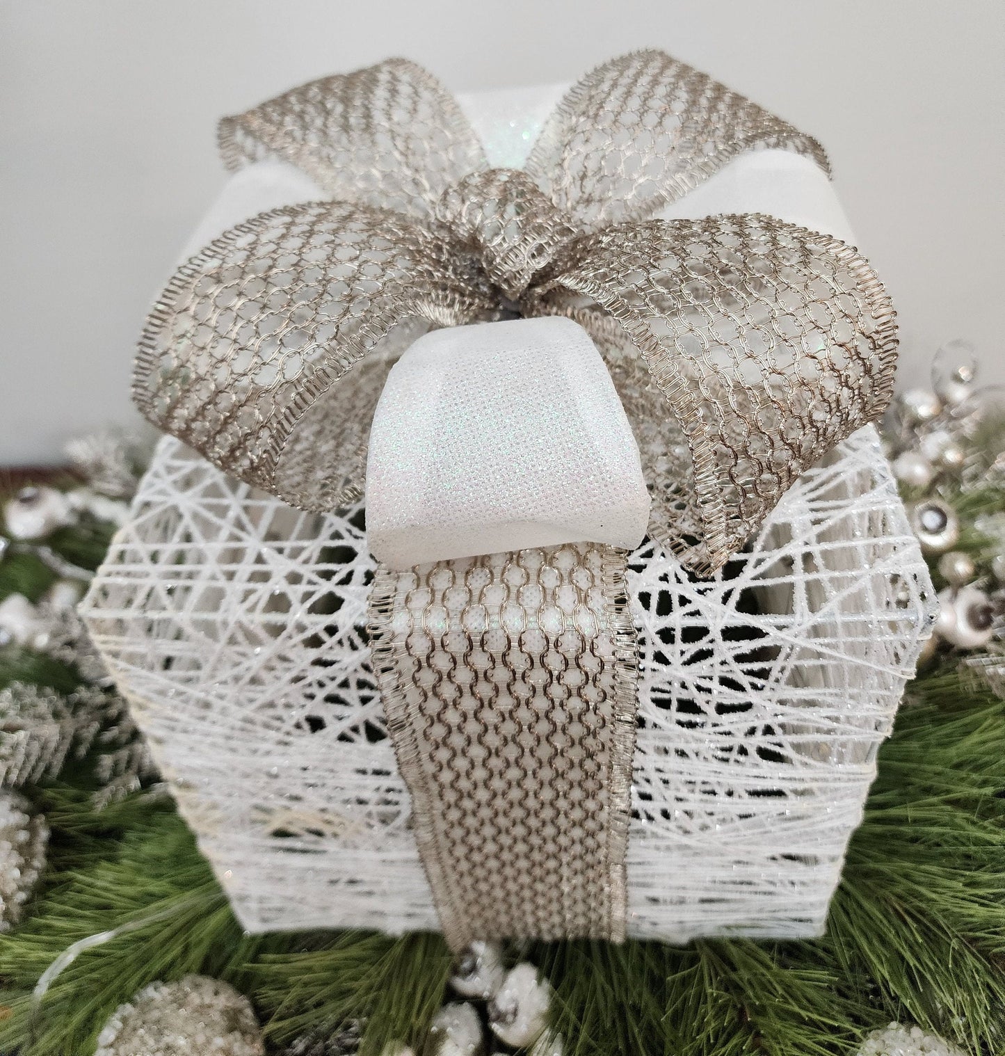 Frosty and Iced Gift Package Centerpiece