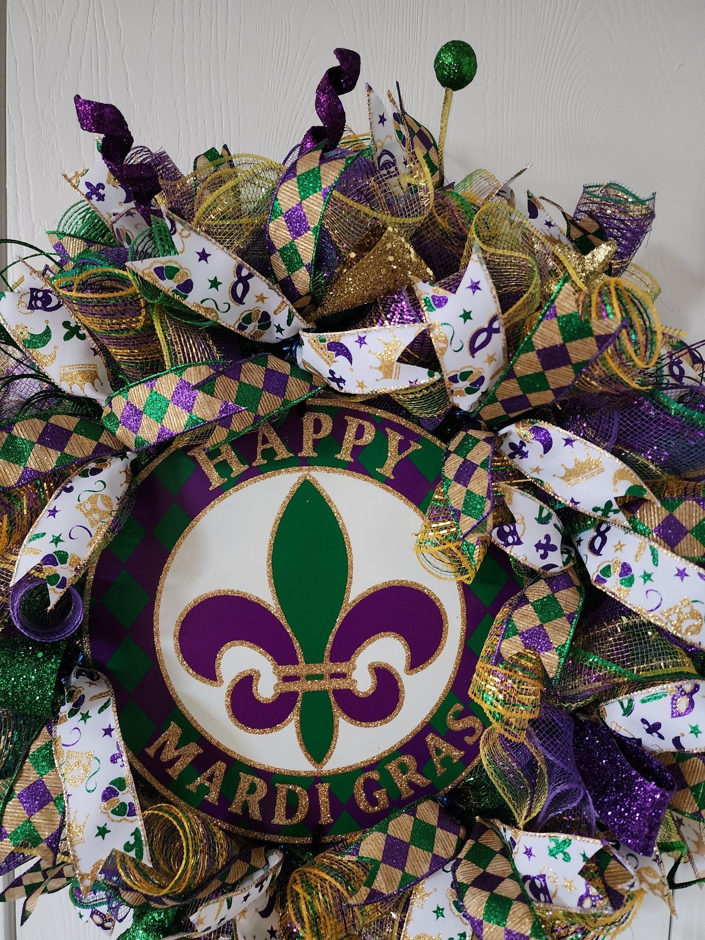Mardi Gras Deco Mesh Wreath