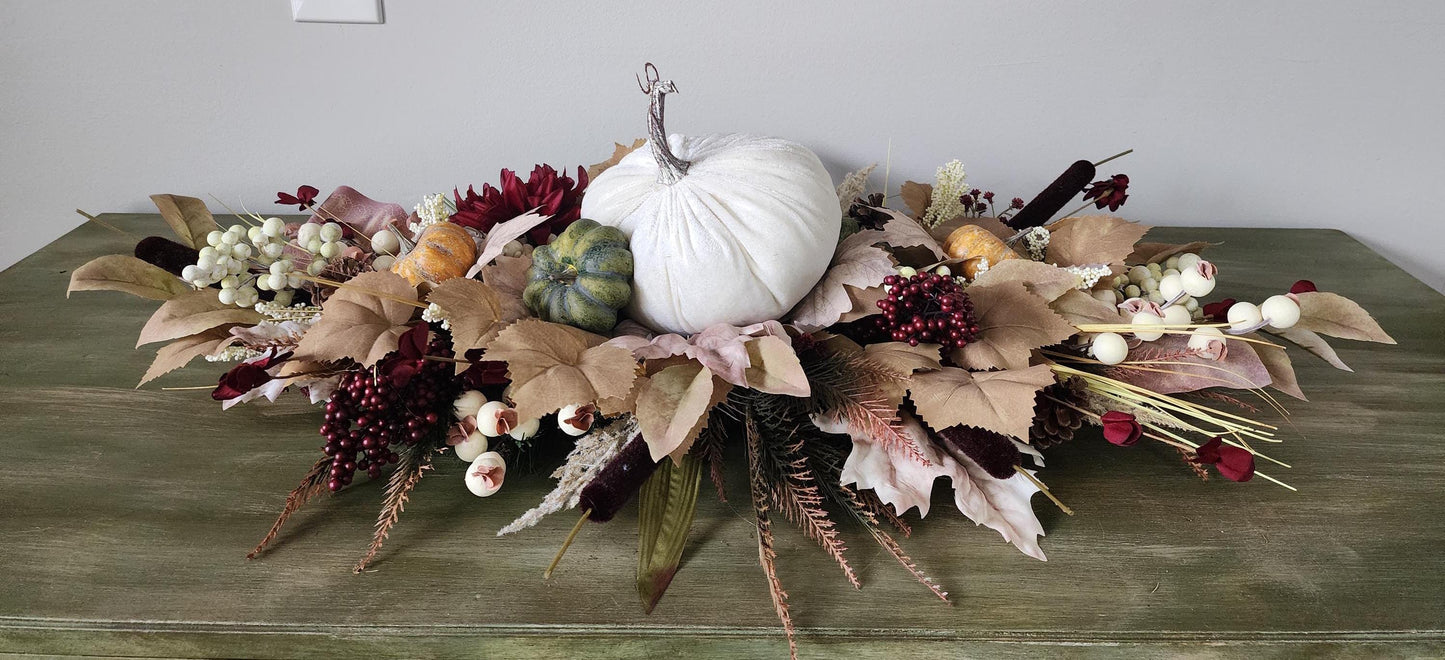 Ivory Pumpkin Fall Centerpiece