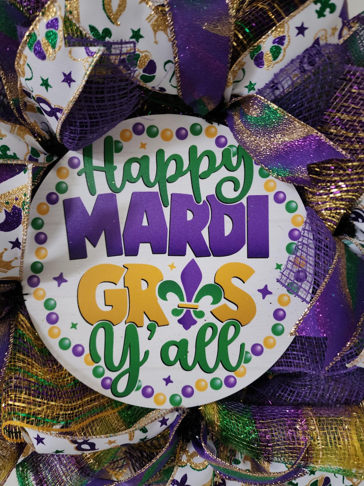 Happy Mardi Gras Mesh Wreath