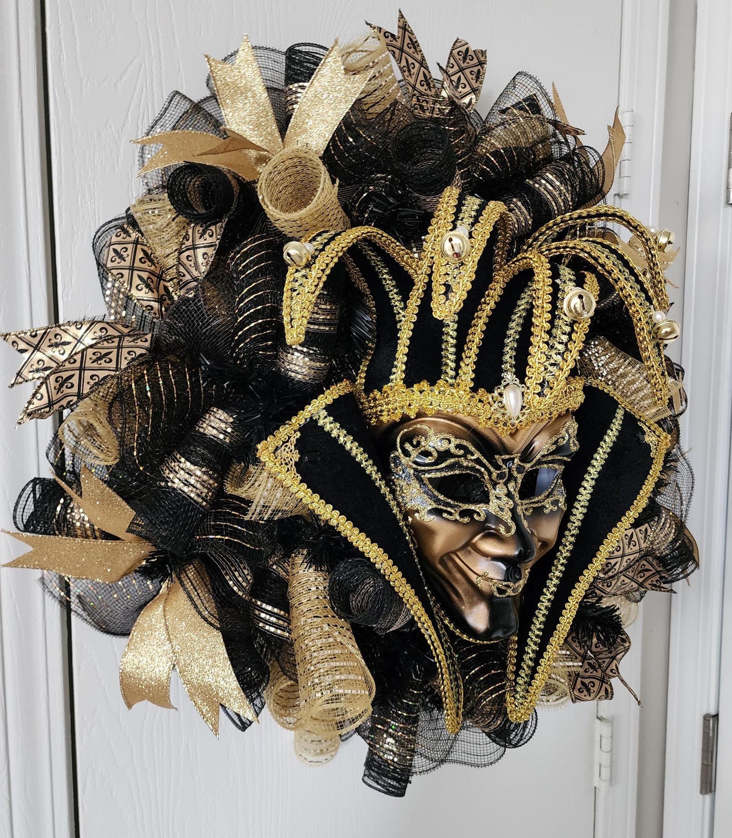 Opulent Mardi Gras Jester Wreath