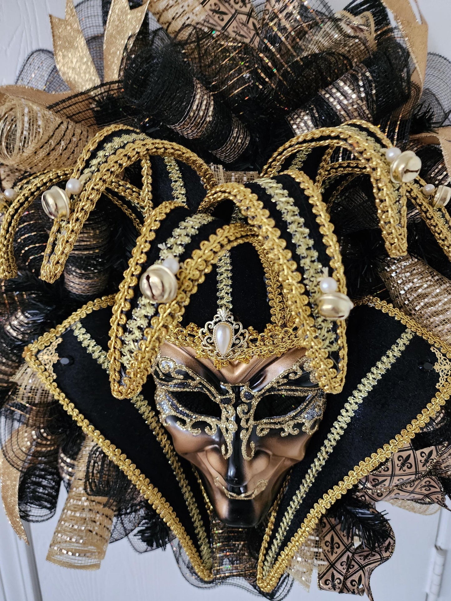 Opulent Mardi Gras Jester Wreath