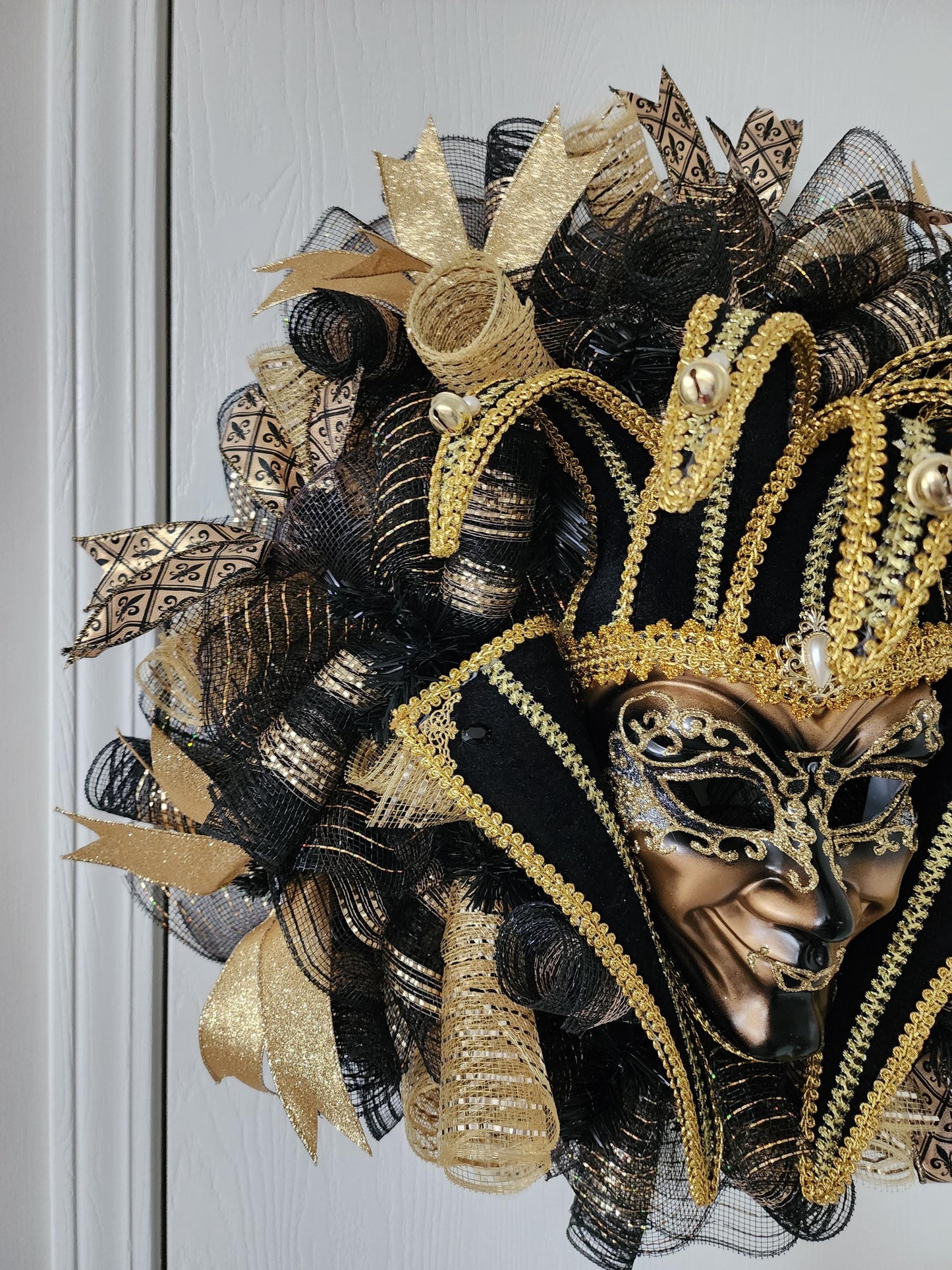 Opulent Mardi Gras Jester Wreath