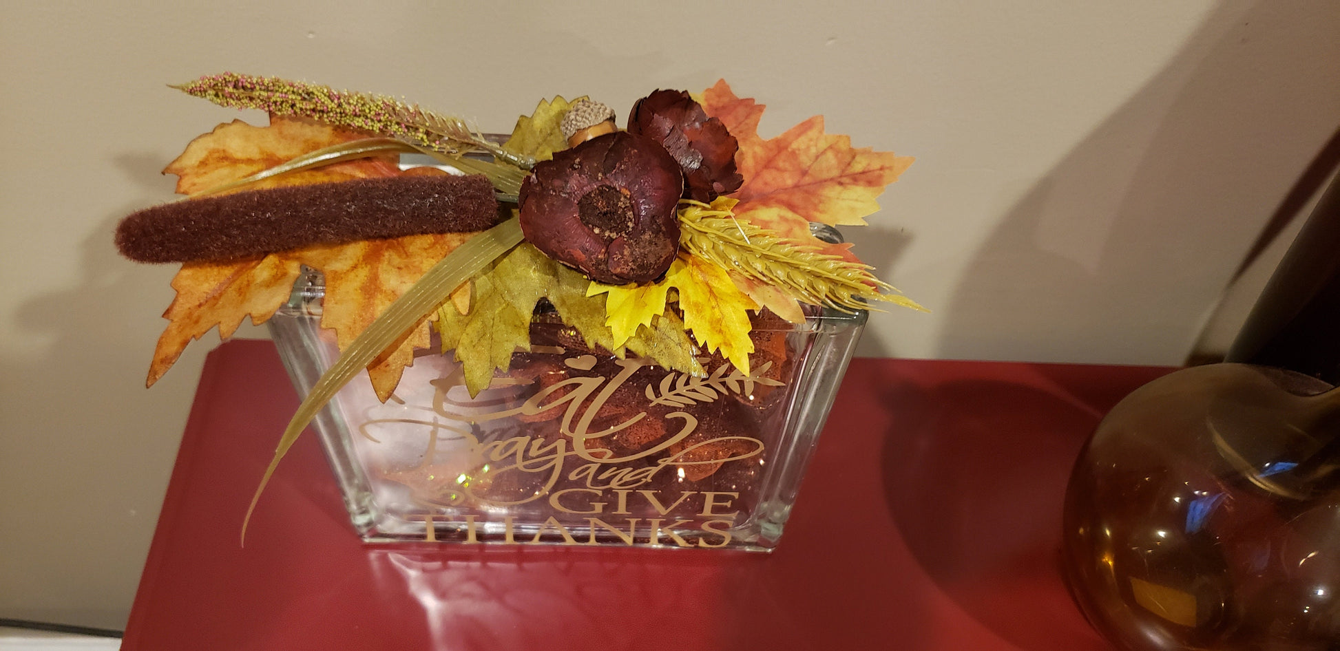 Eat, Pray and Give Thanks | Thanksgiving | Holiday lighted glass block