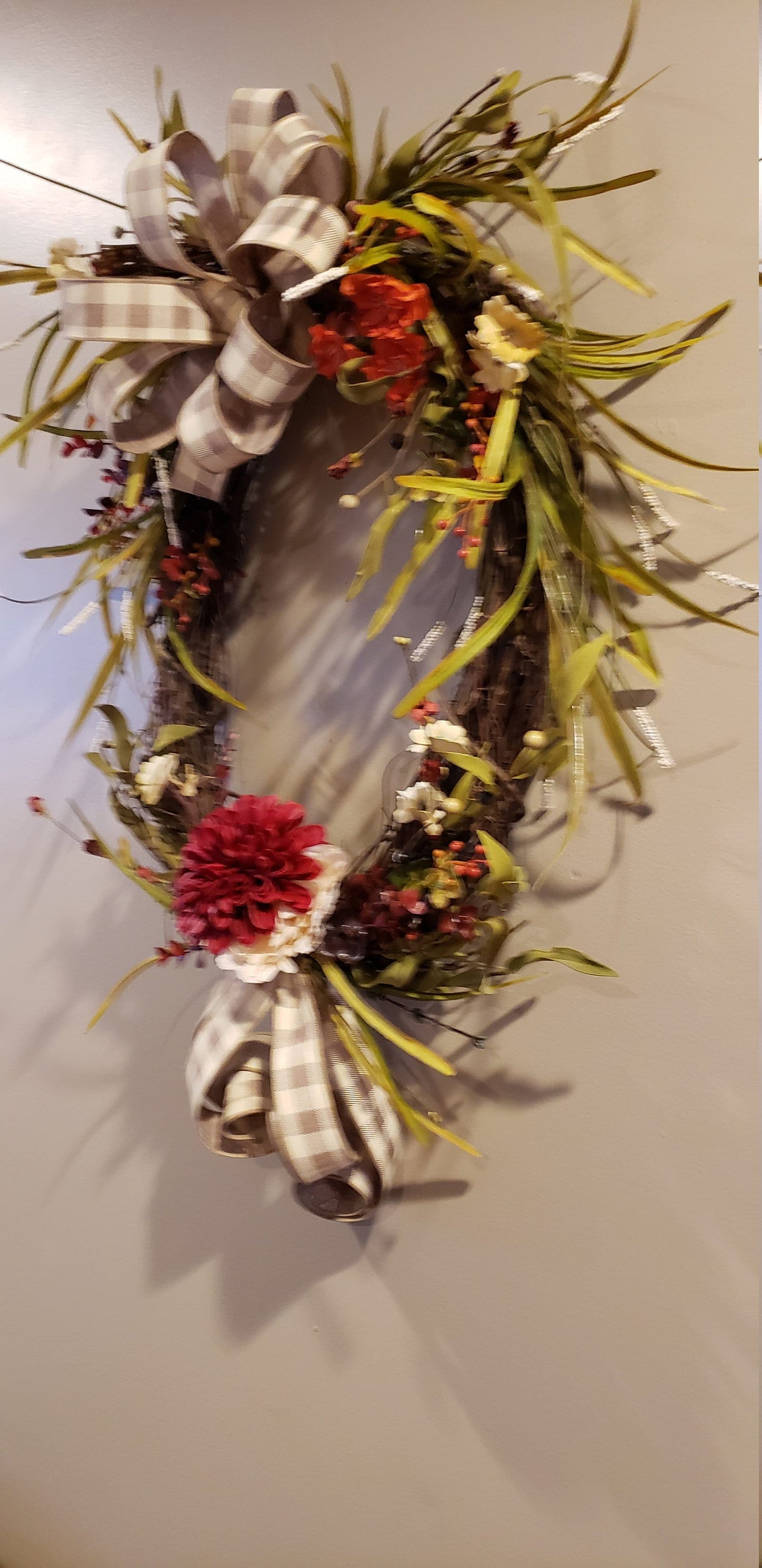 Oval Grapevine "Everyday" Wreath with Burlap Ribbon