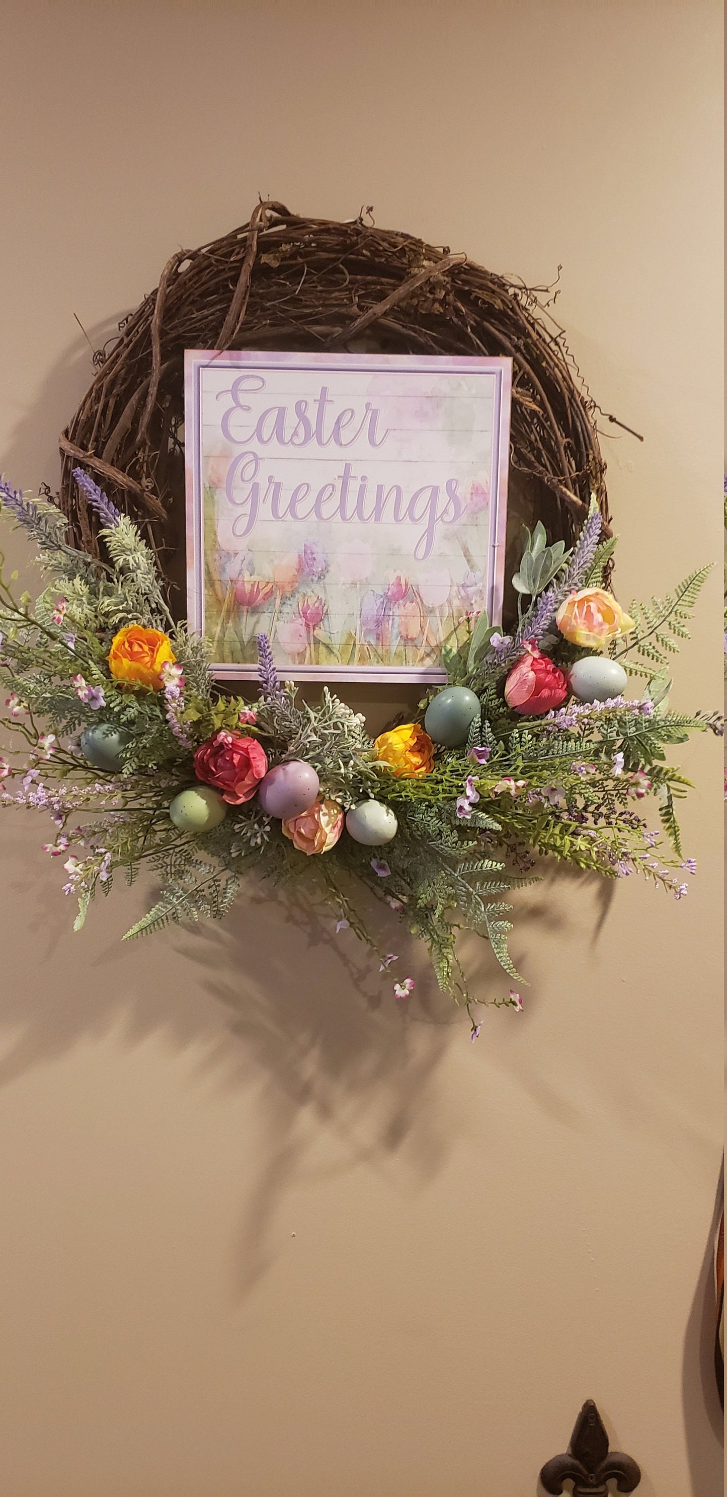 Easter Greetings Grapevine Wreath