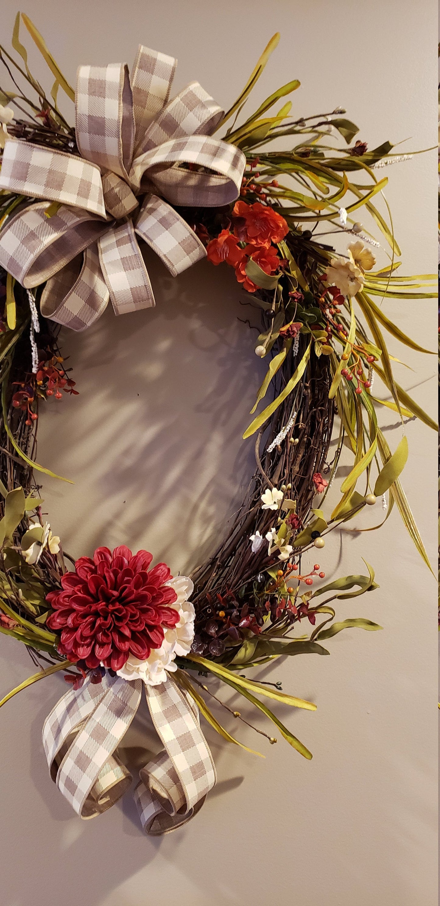 Oval Grapevine "Everyday" Wreath with Burlap Ribbon