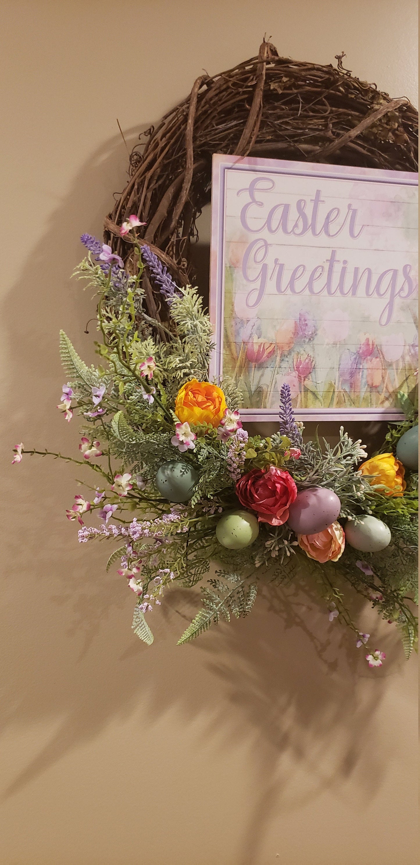 Easter Greetings Grapevine Wreath