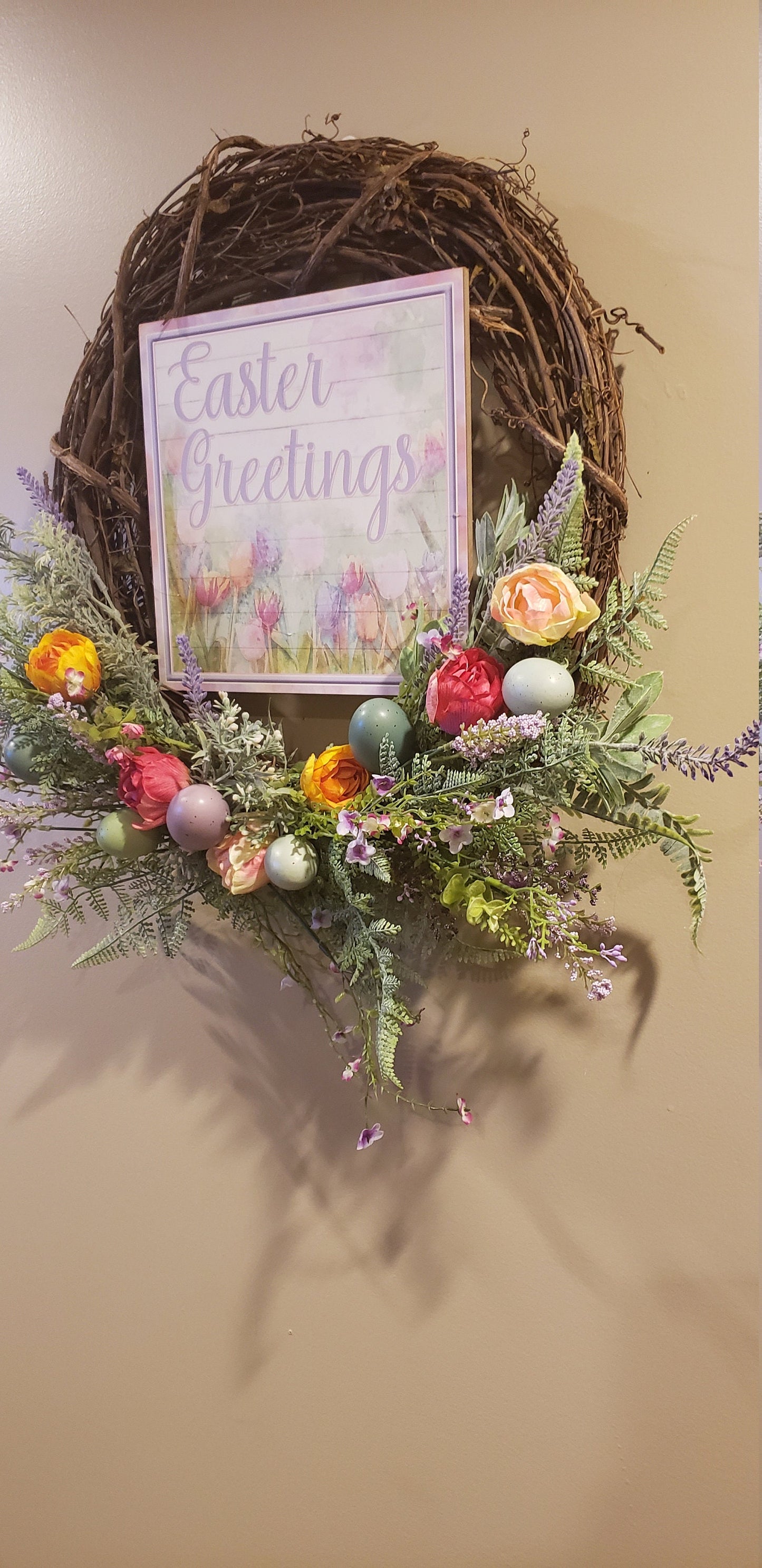 Easter Greetings Grapevine Wreath