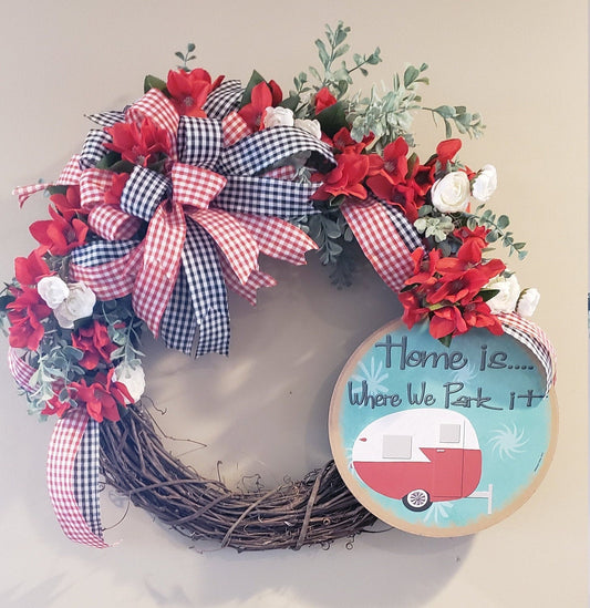 Home is Where we Park It Camper Grapevine Wreath