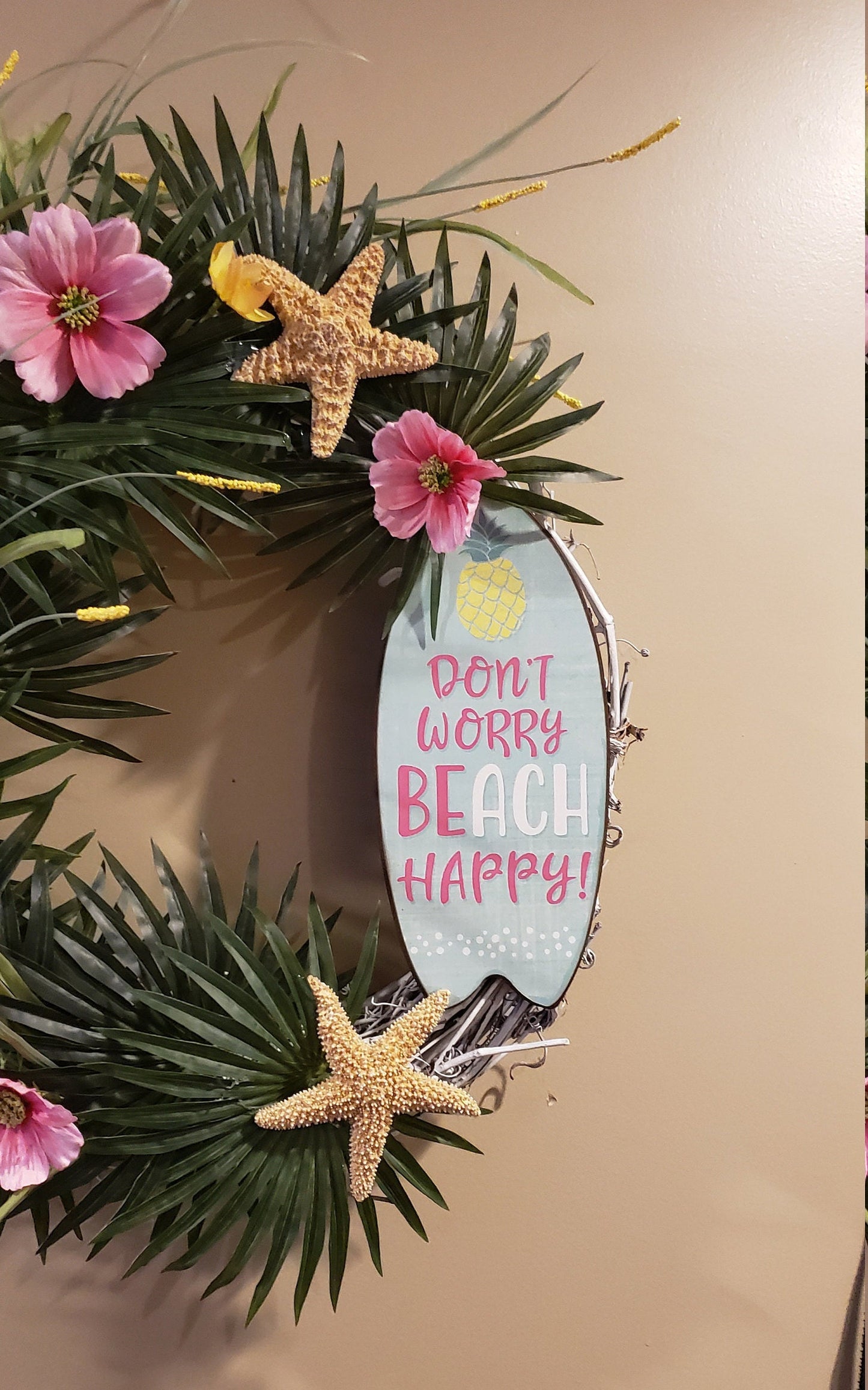 Tropical | Beach Grapevine Wreath | Don't Worry Beach Happy