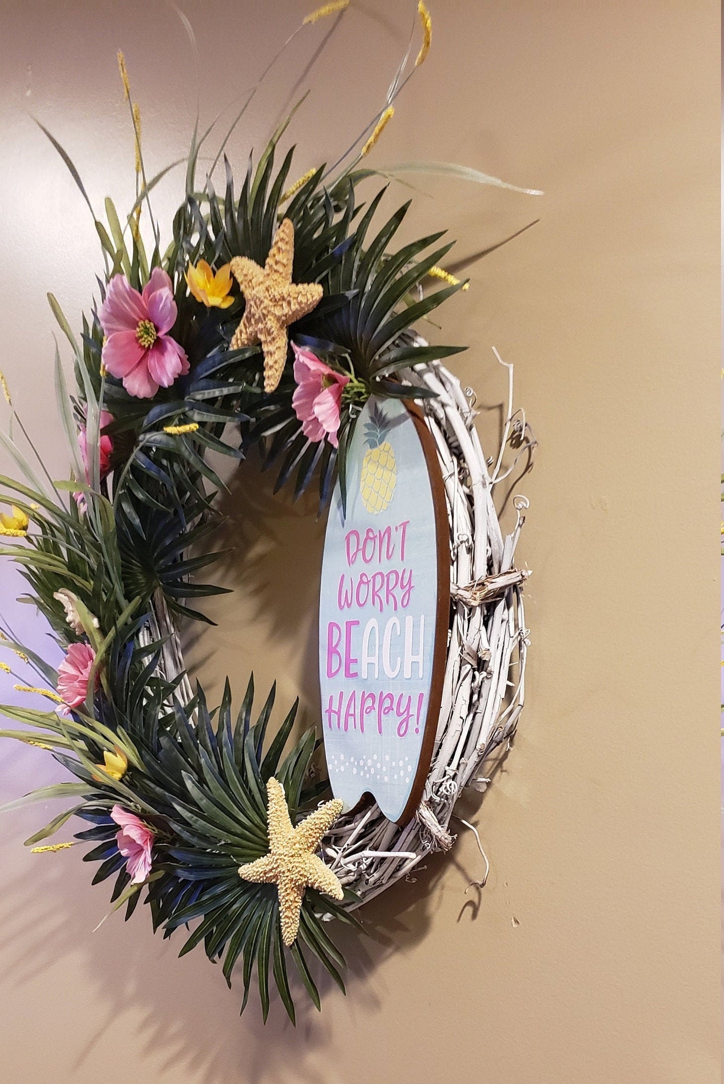 Tropical | Beach Grapevine Wreath | Don't Worry Beach Happy