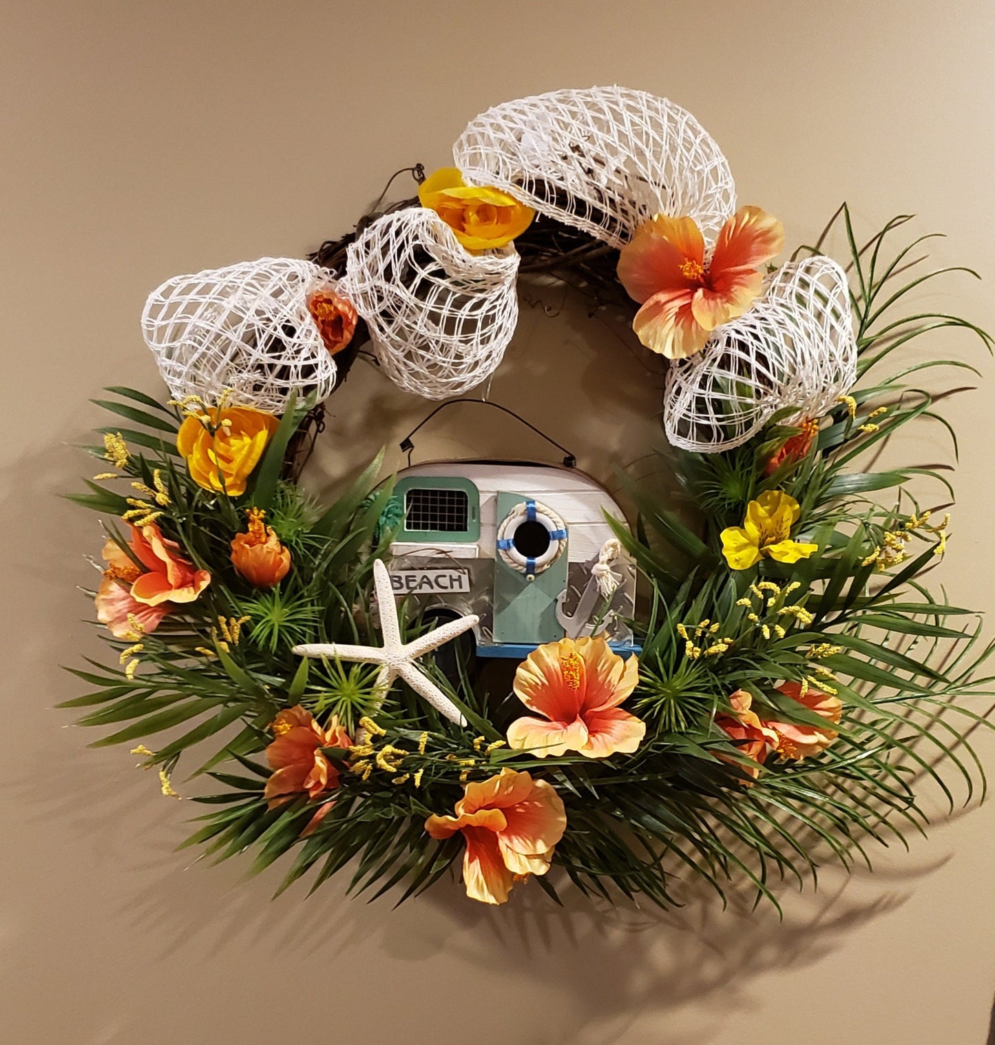 Beach Camper Tropical Grapevine Wreath