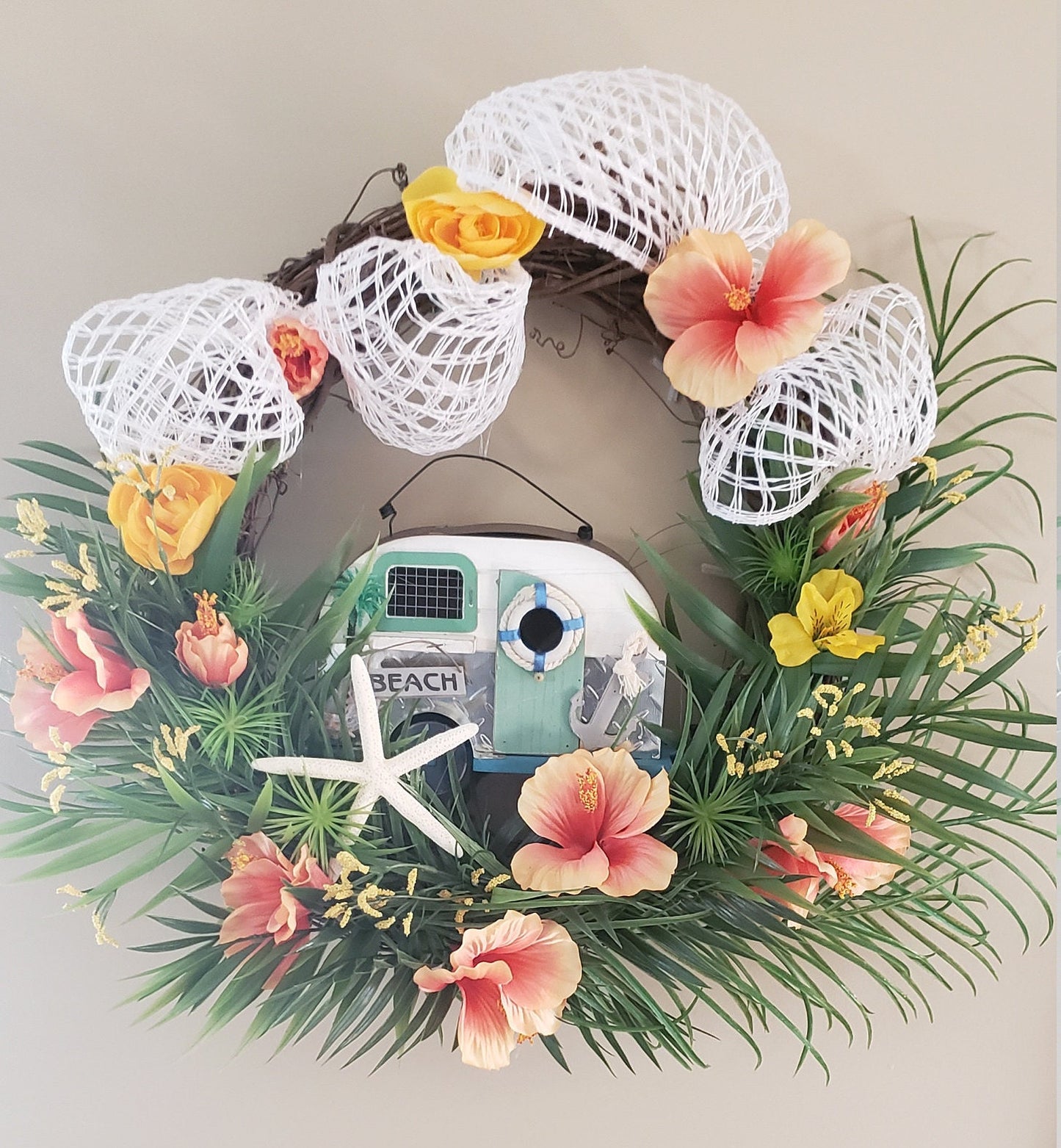 Beach Camper Tropical Grapevine Wreath