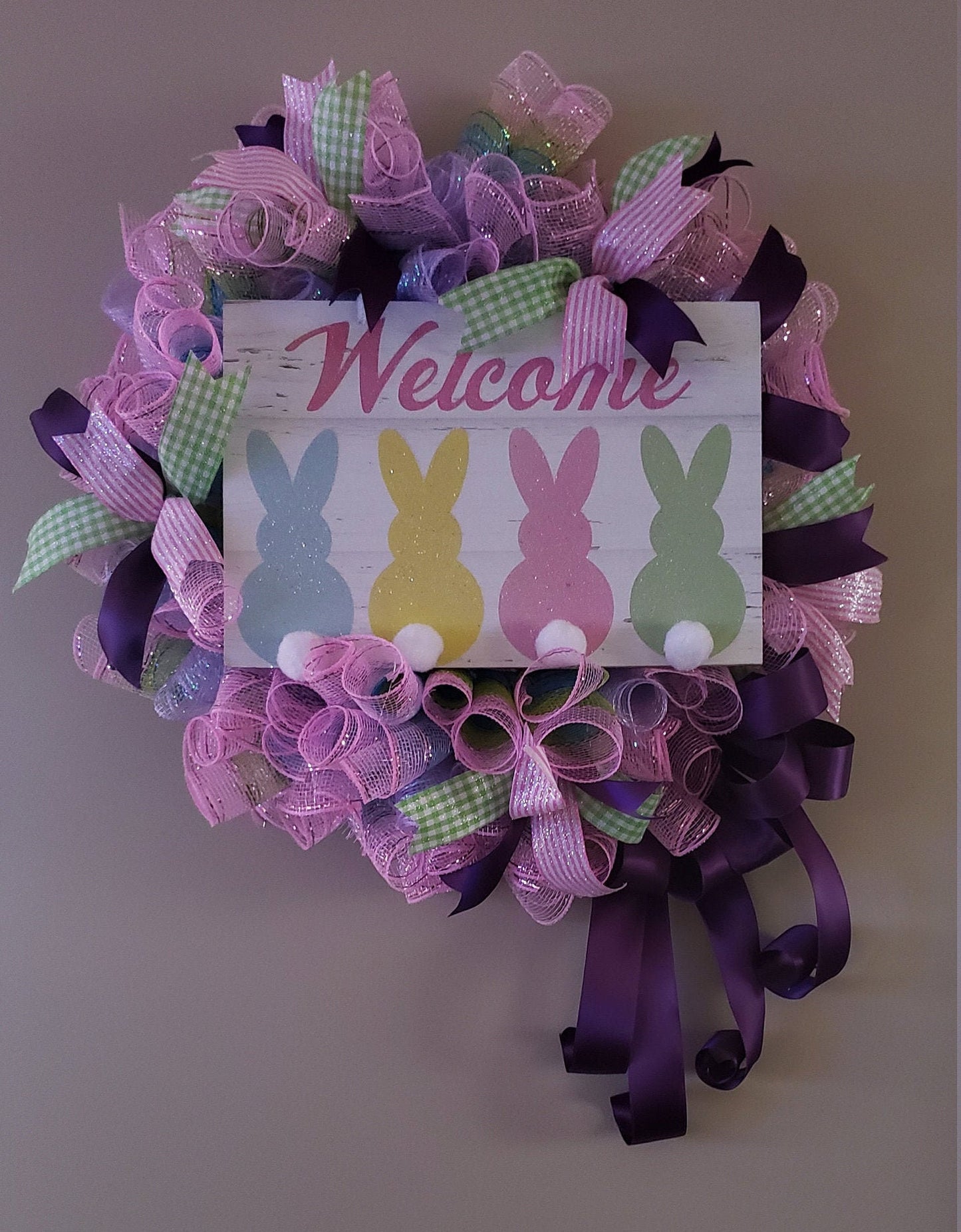 Deco Mesh Easter Bunny Tail Wreath