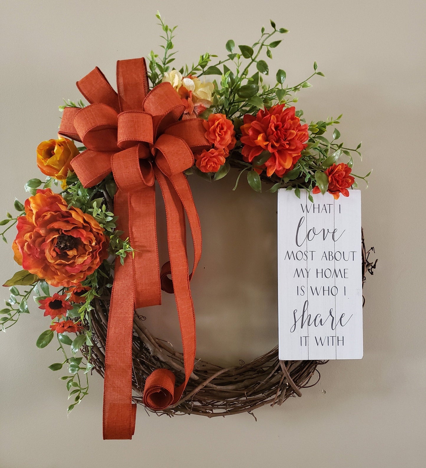 What I Love Most Grapevine Wreath