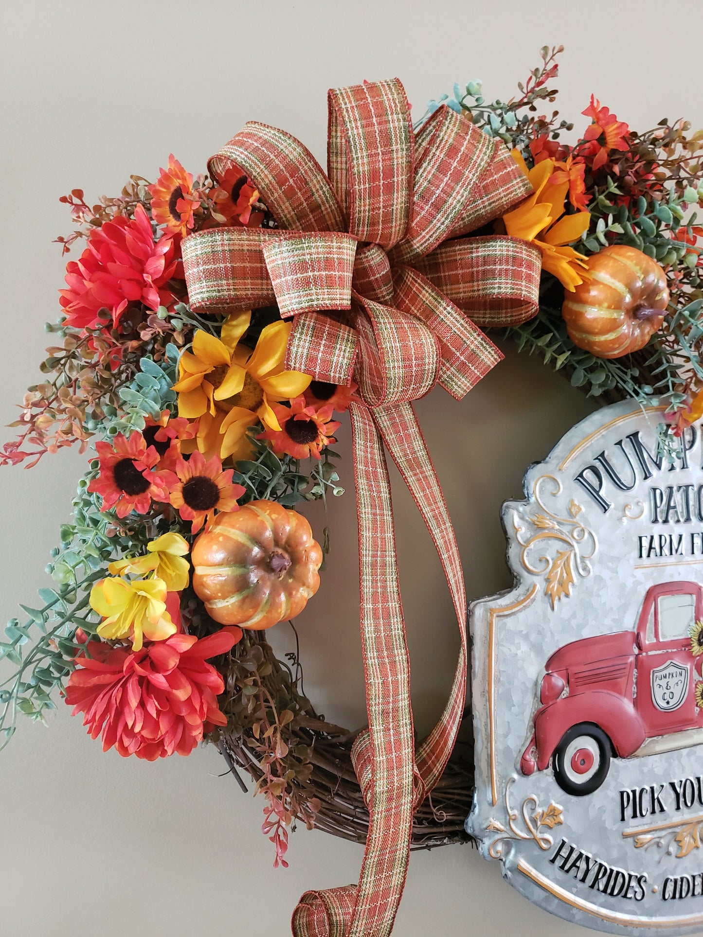 Fall/Harvest Pumpkin Grapevine Wreath