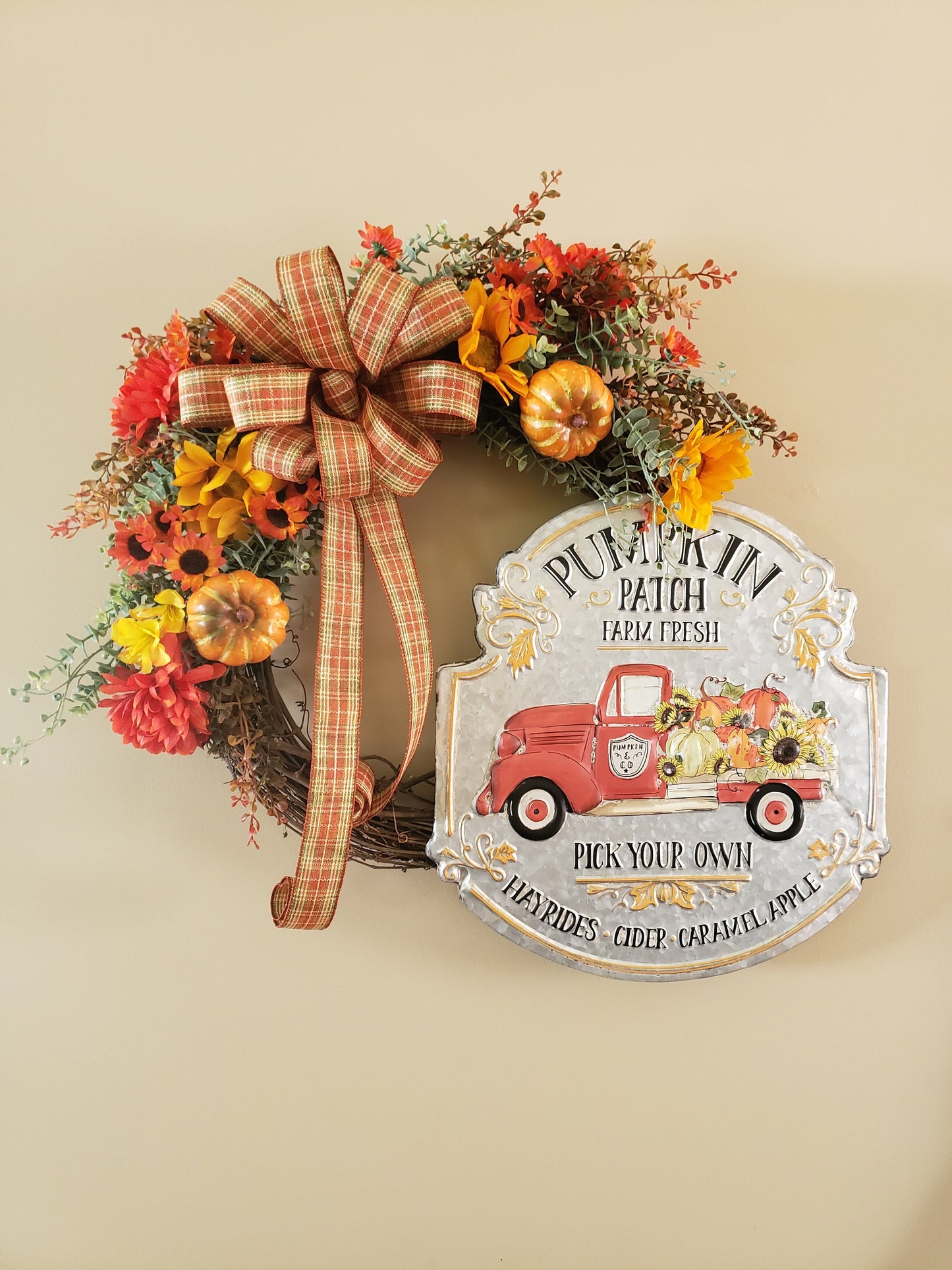 Fall/Harvest Pumpkin Grapevine Wreath