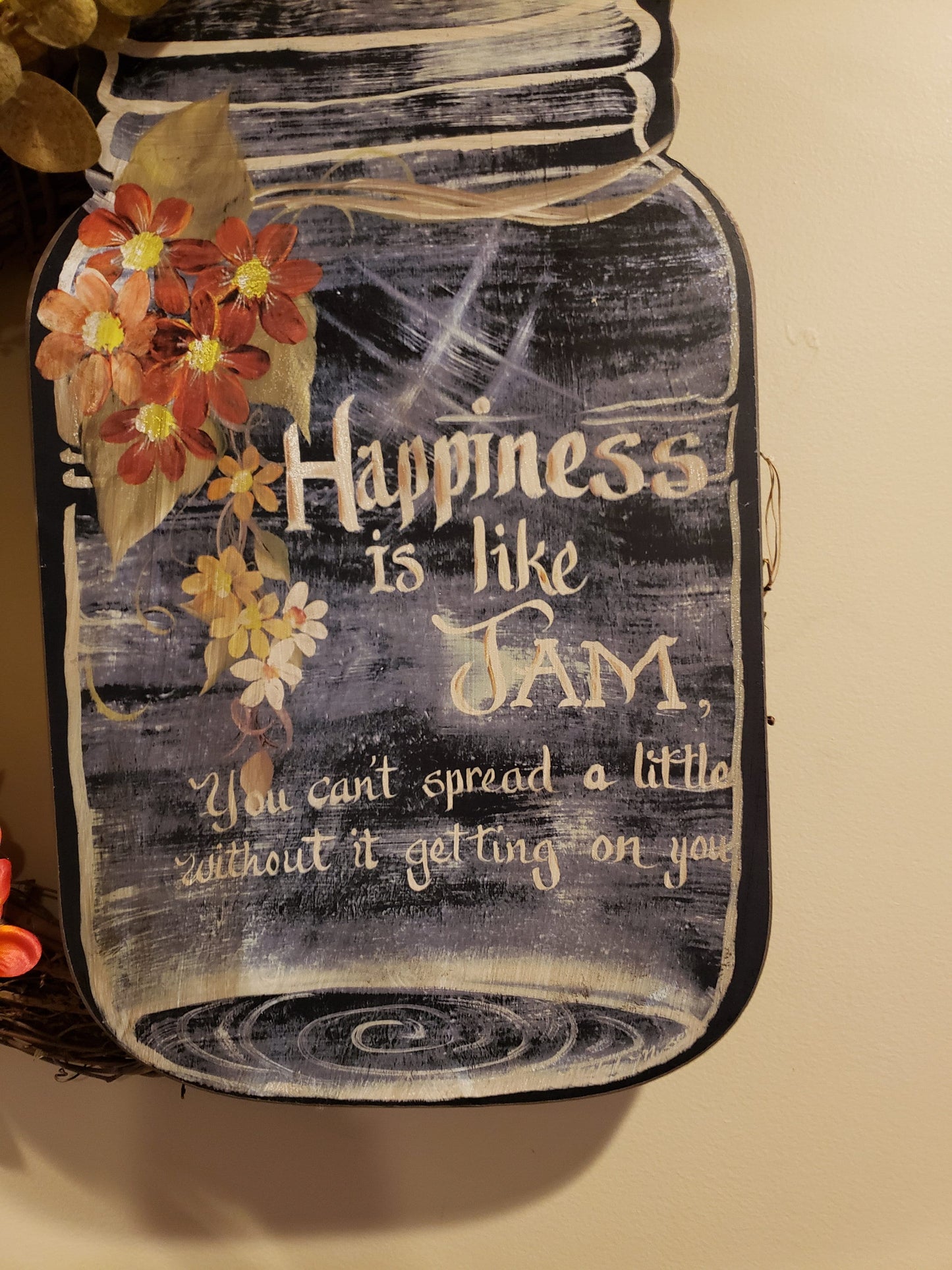 Happiness is Like Jam Grapevine Wreath