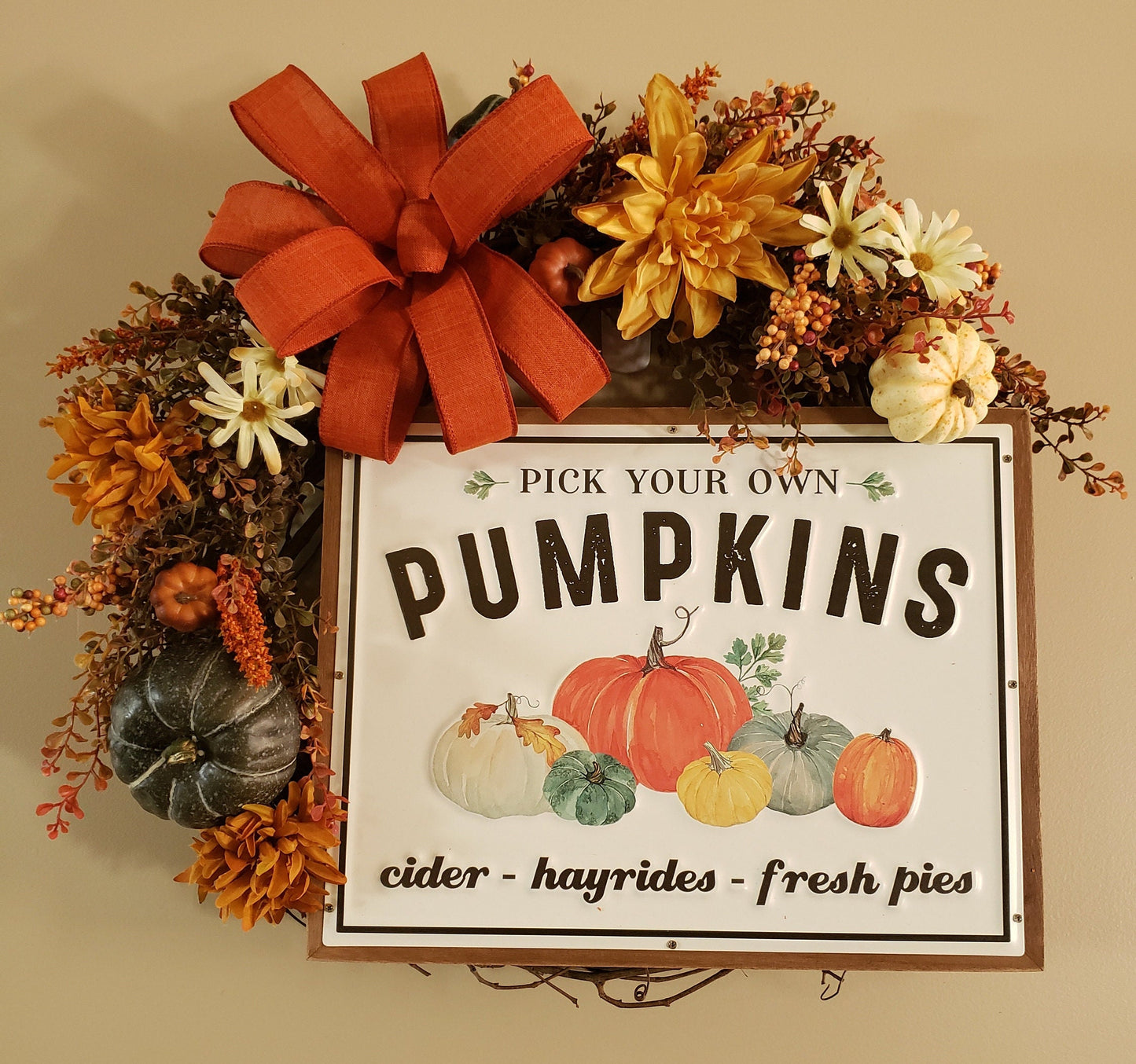 Pick Your Own Pumpkins Grapevine Wreath