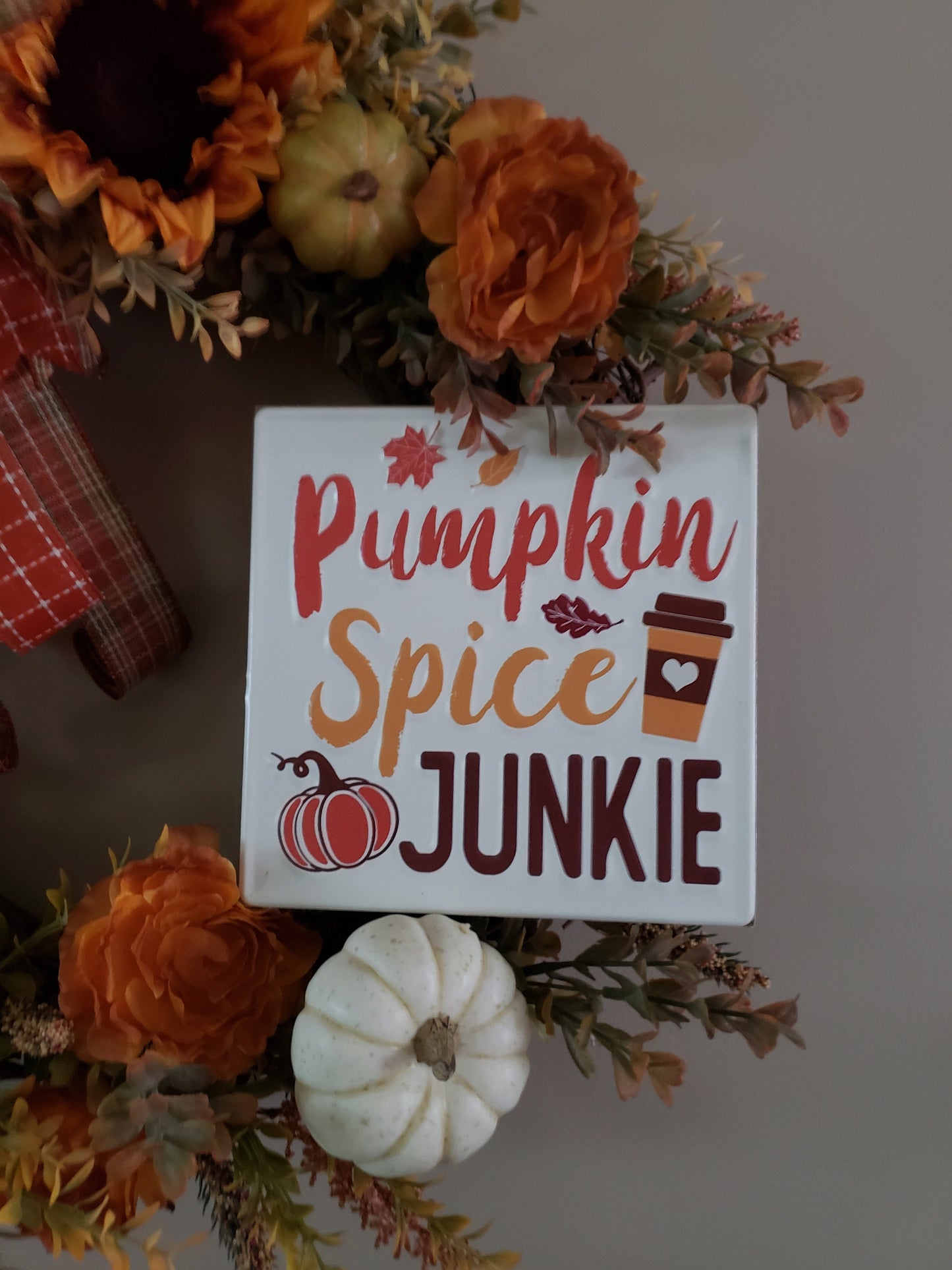 Pumpkin Spice Junkie Full Floral Wreath