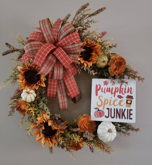 Pumpkin Spice Junkie Full Floral Wreath