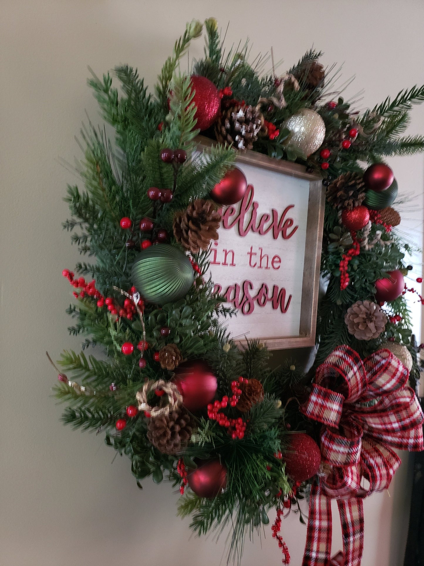 Believe in the Season Christmas Grapevine Wreath