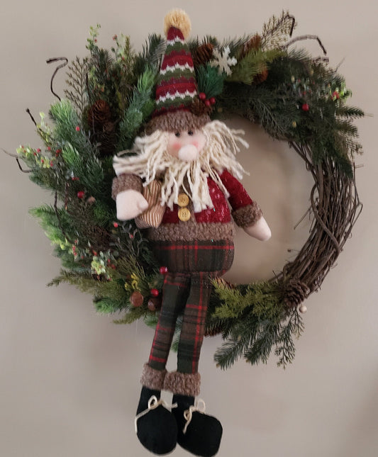 Woodsy Winter Santa Wreath