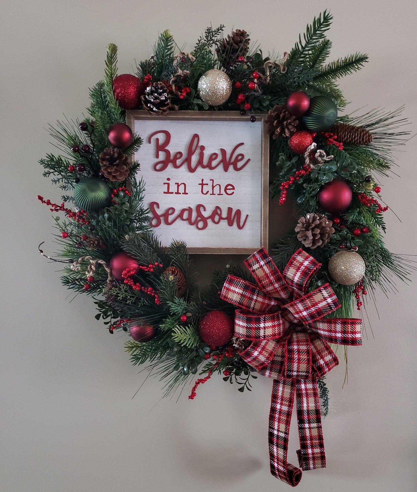 Believe in the Season Christmas Grapevine Wreath