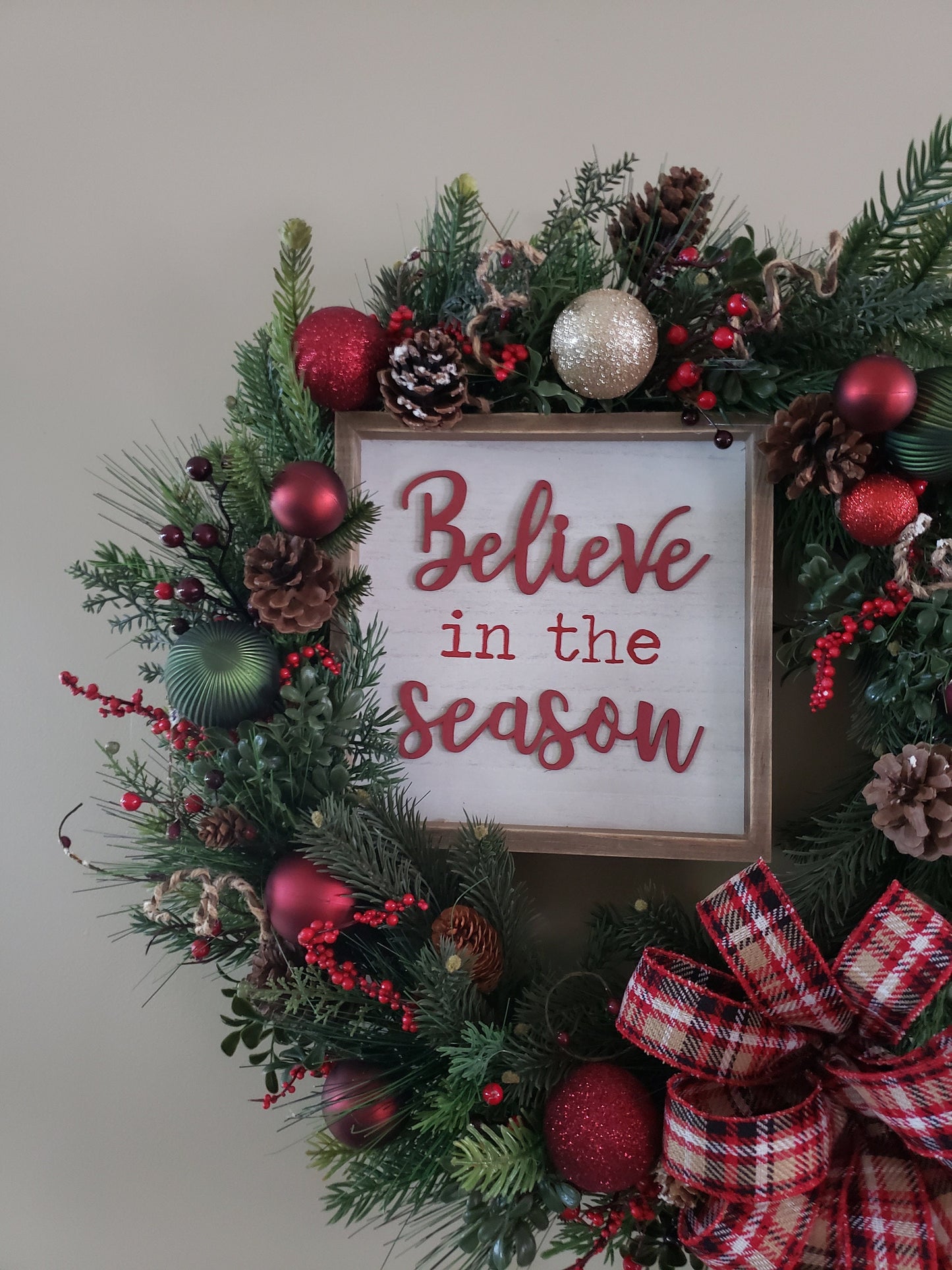 Believe in the Season Christmas Grapevine Wreath