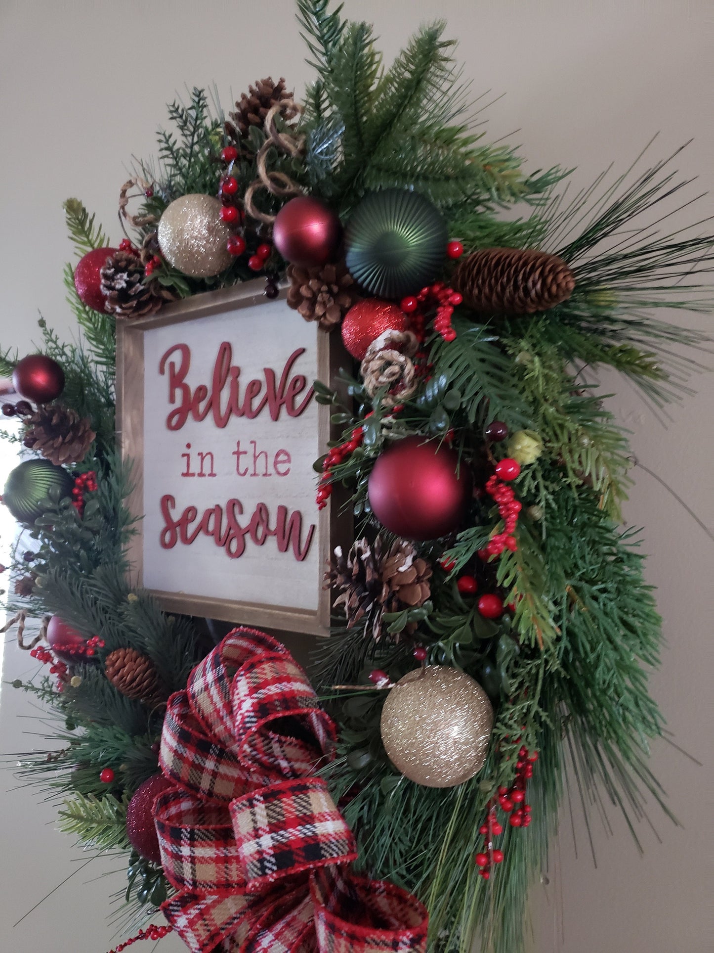 Believe in the Season Christmas Grapevine Wreath