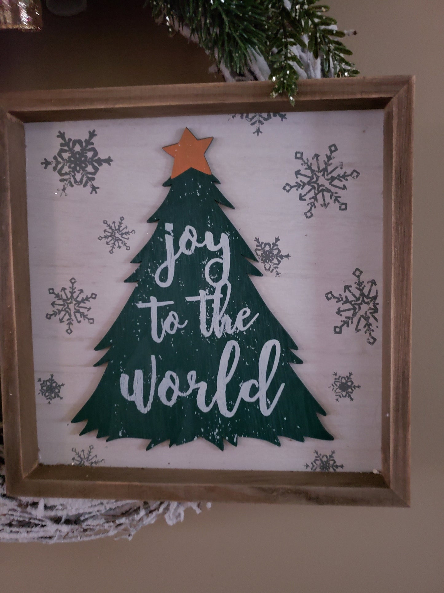 Joy to the World Frosted Grapevine Wreath