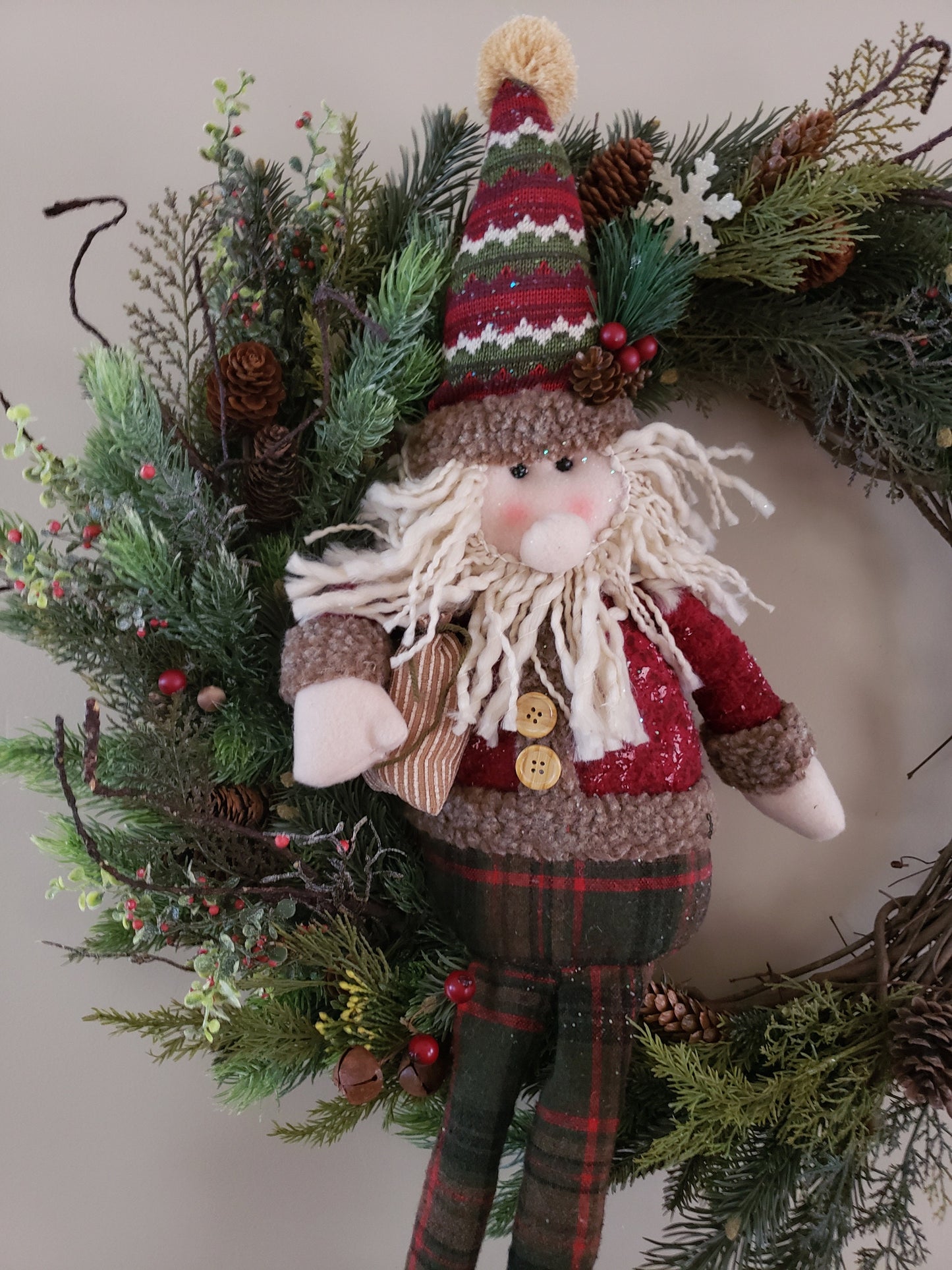 Woodsy Winter Santa Wreath