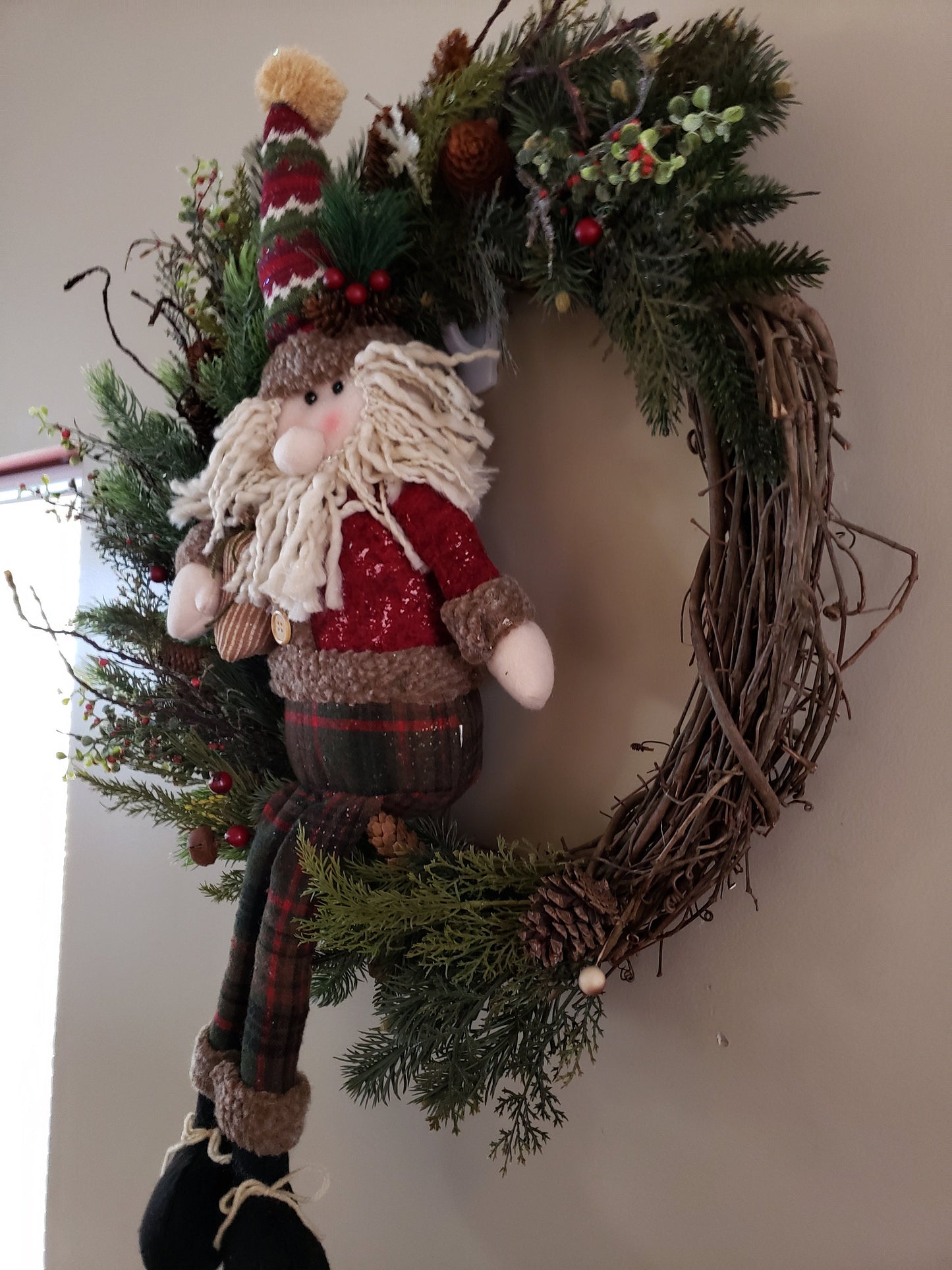 Woodsy Winter Santa Wreath