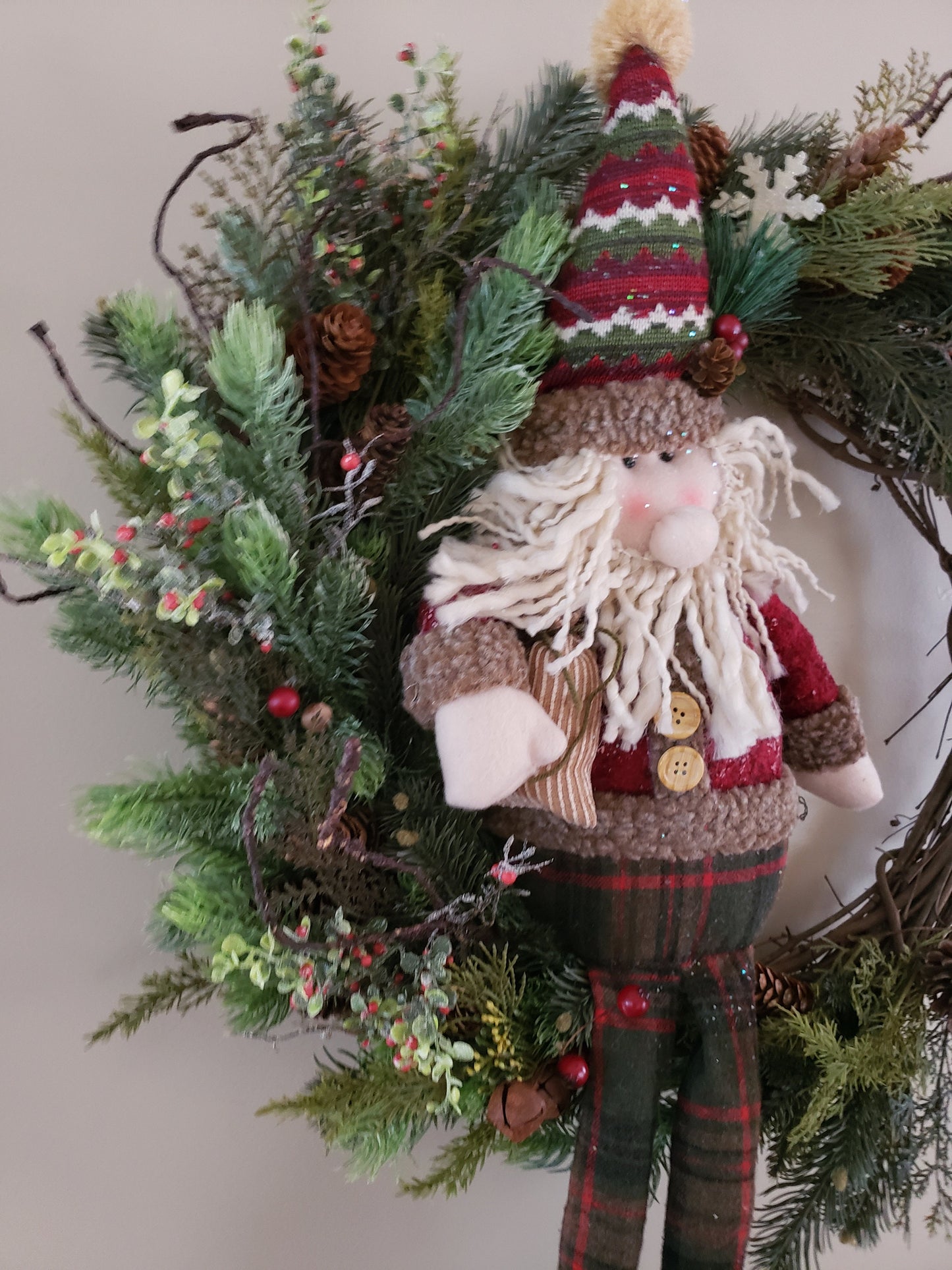 Woodsy Winter Santa Wreath