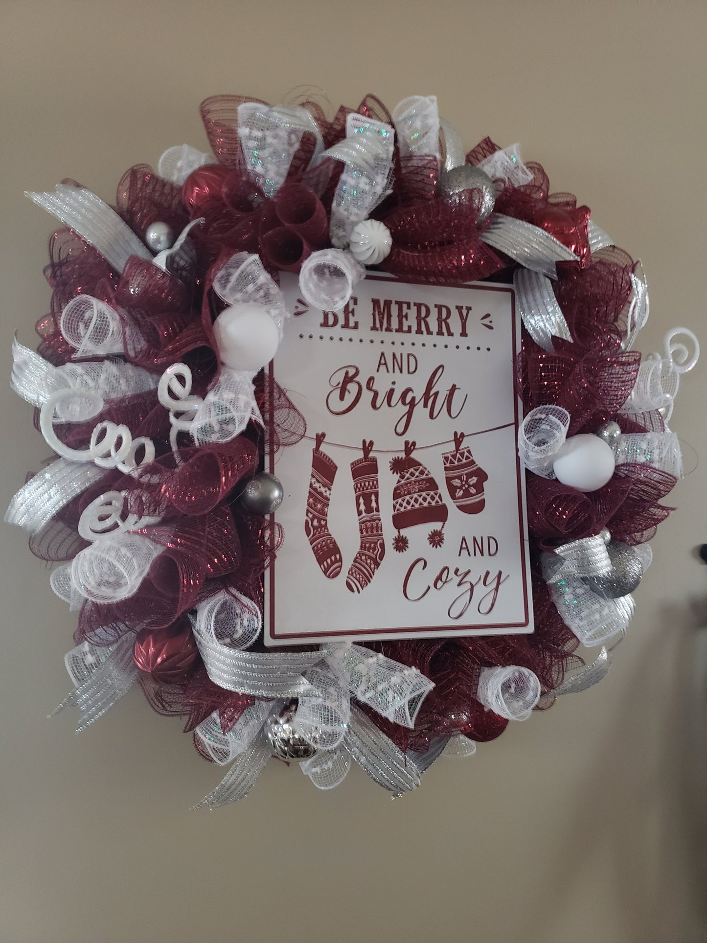 Be Merry & Bright and Cozy Deco Mesh Wreath