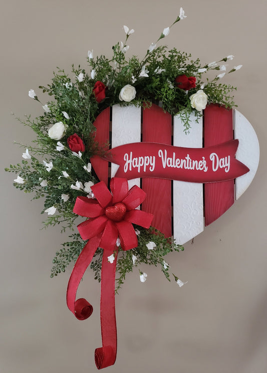 Valentine's Embossed Metal and Wood Heart Wreath