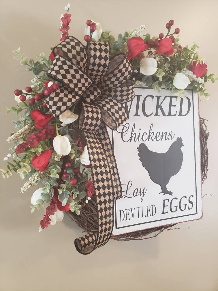 Wicked Chickens Lay Deviled Eggs Wreath