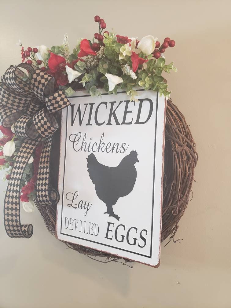 Wicked Chickens Lay Deviled Eggs Wreath