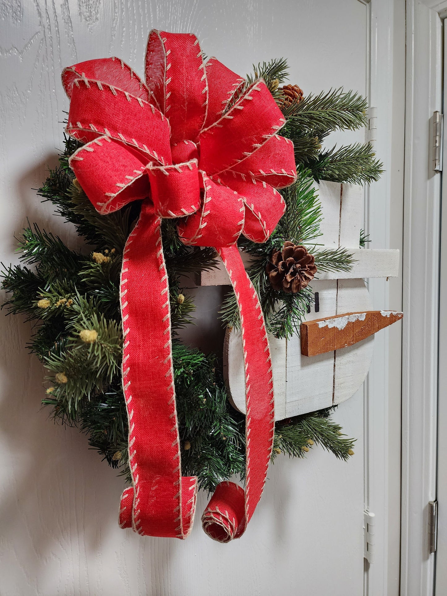 Rustic Wooden Snowman Wreath