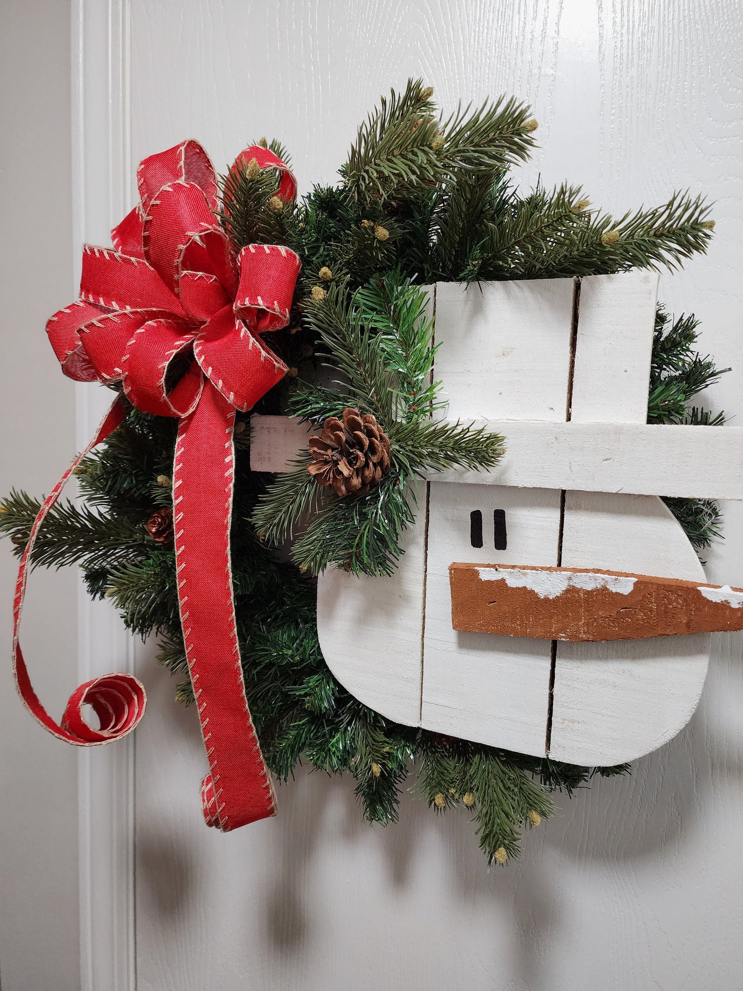 Rustic Wooden Snowman Wreath