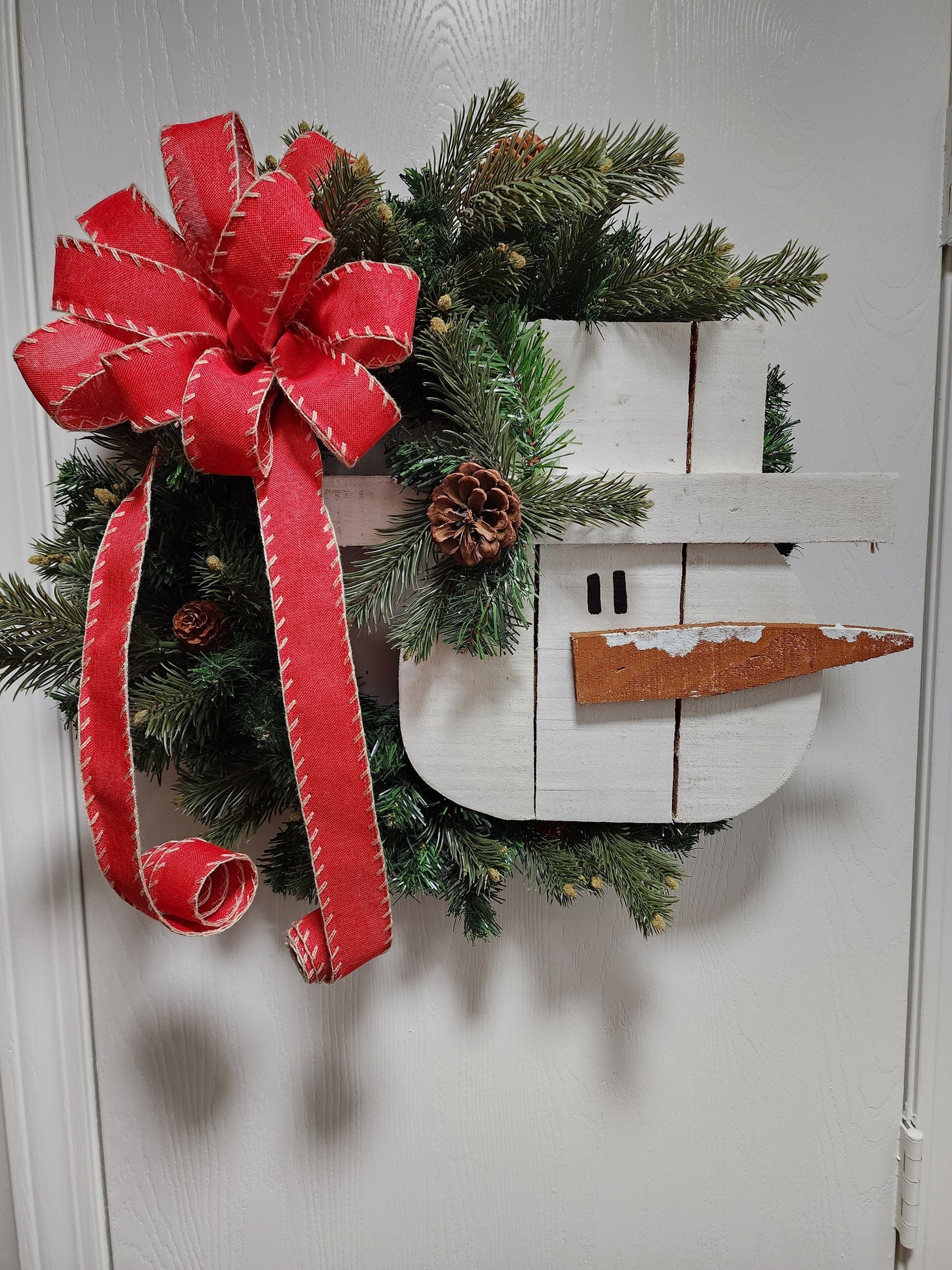 Rustic Wooden Snowman Wreath